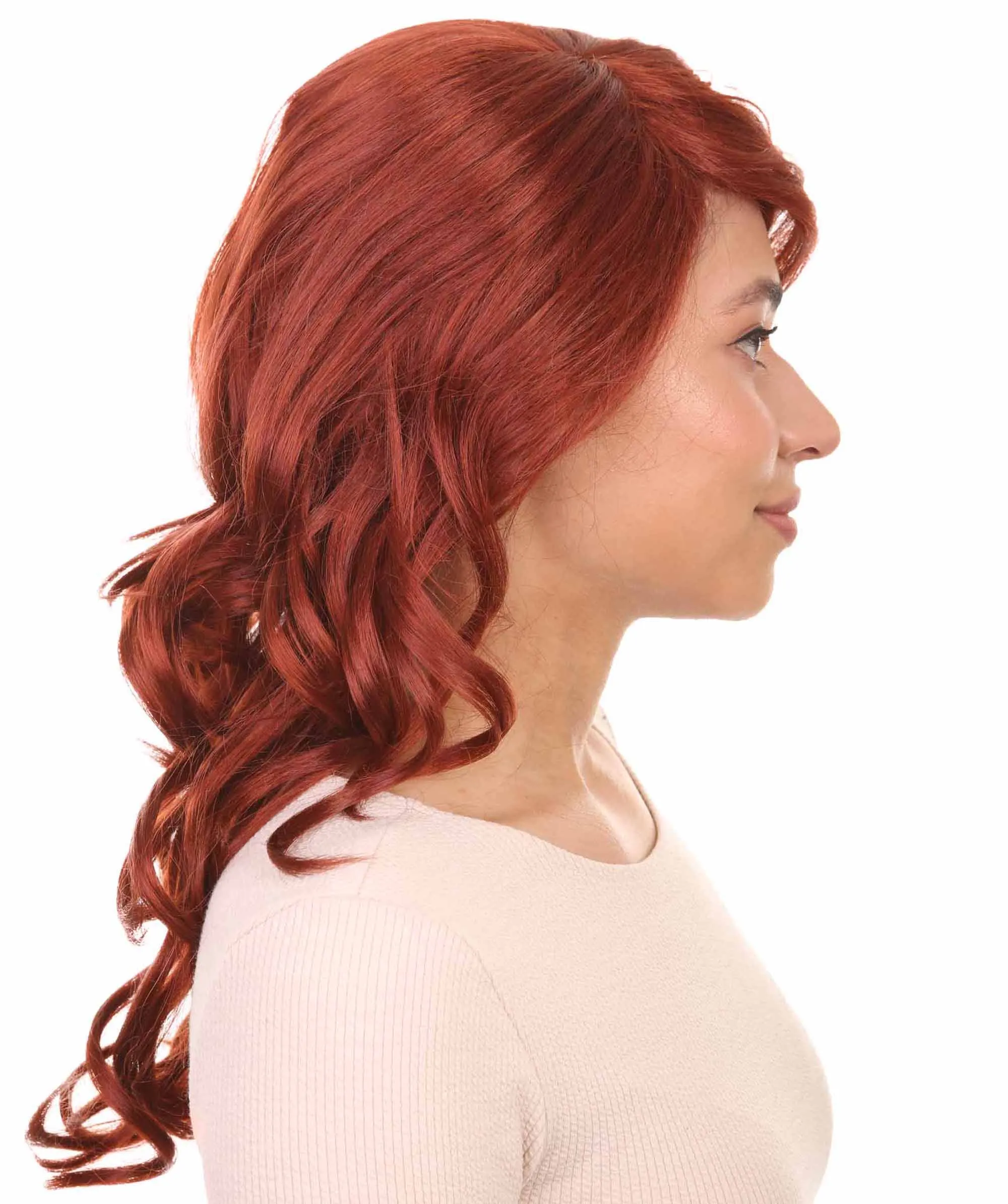 Fancy Auburn Wavy Womens Wig | Medium Glamour Halloween Wig | Premium Breathable Capless Cap