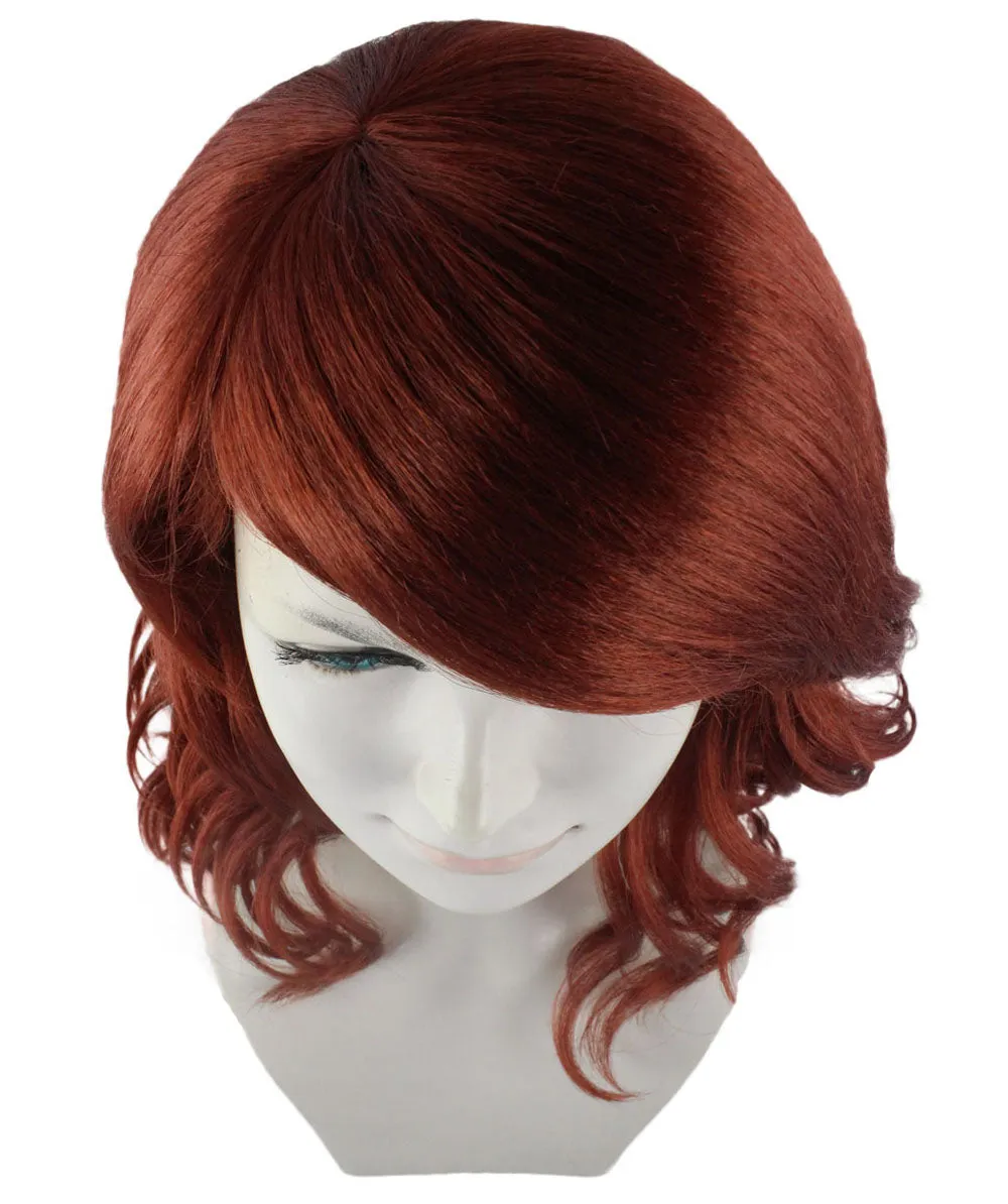 Fancy Auburn Wavy Womens Wig | Medium Glamour Halloween Wig | Premium Breathable Capless Cap