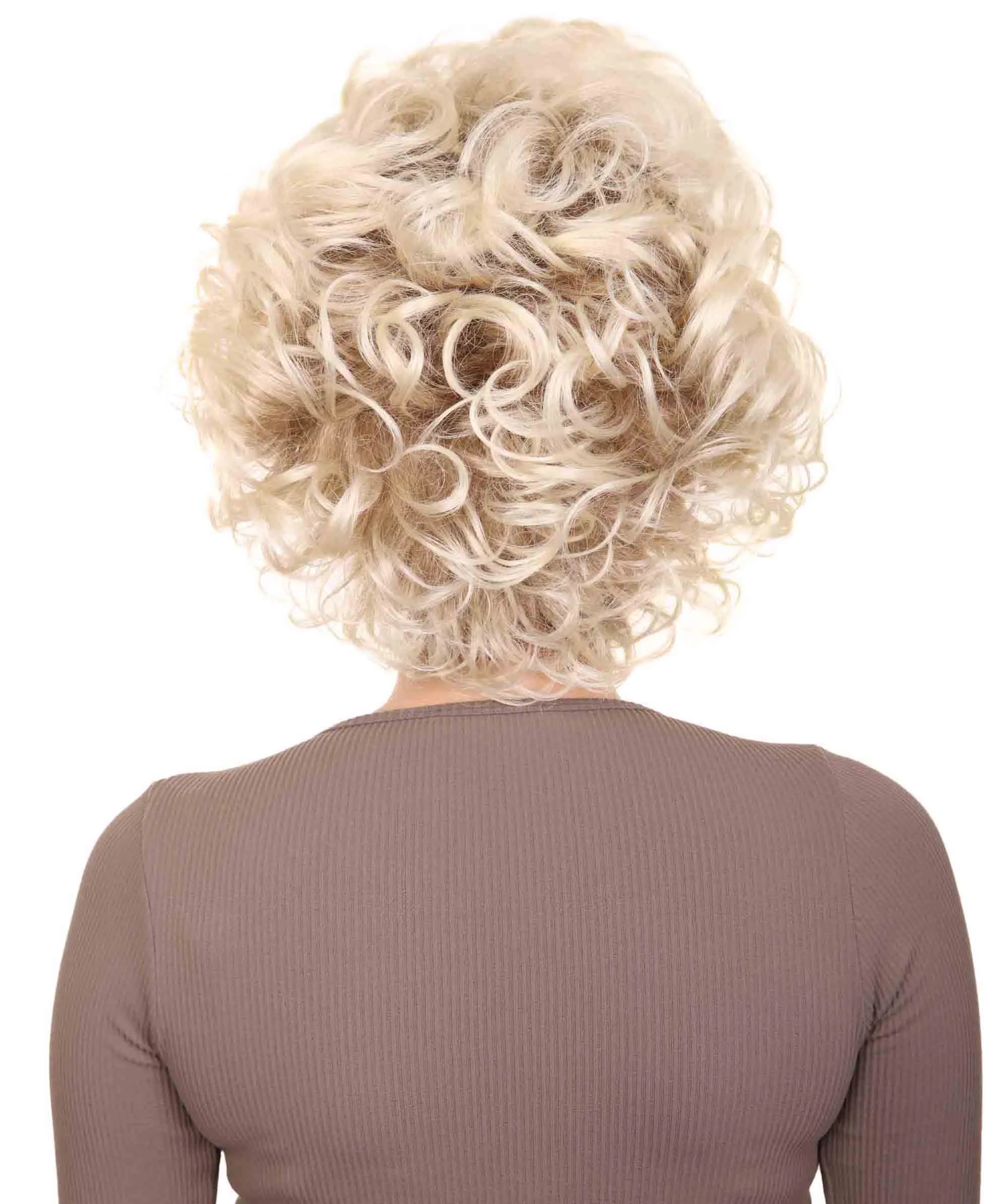 Fancy Blonde Curly Womens Wig | All Back Halloween Wig | Premium Breathable Capless Cap