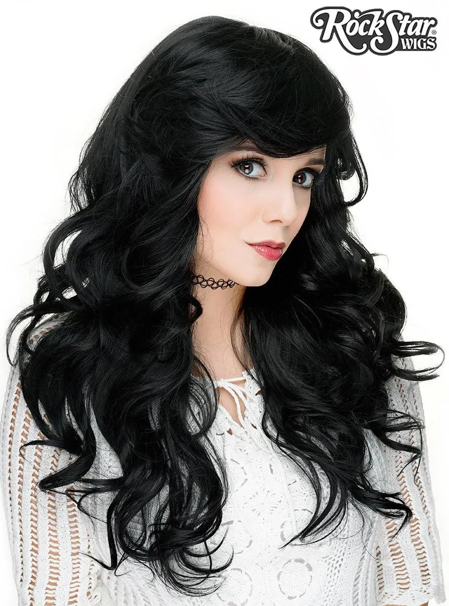 Farrah Deluxe Black Curly Womens Fashion Wig