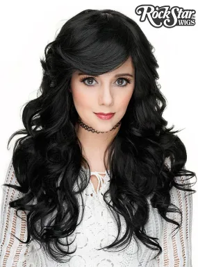 Farrah Deluxe Black Curly Womens Fashion Wig