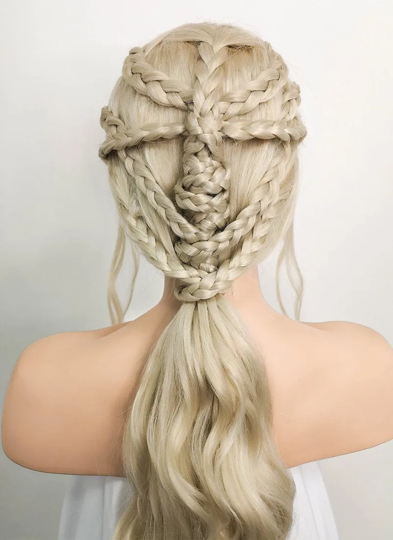 Game of Thrones Daenerys Targaryen Light Ash Blonde Braided Lace Front Synthetic Wig LF2037