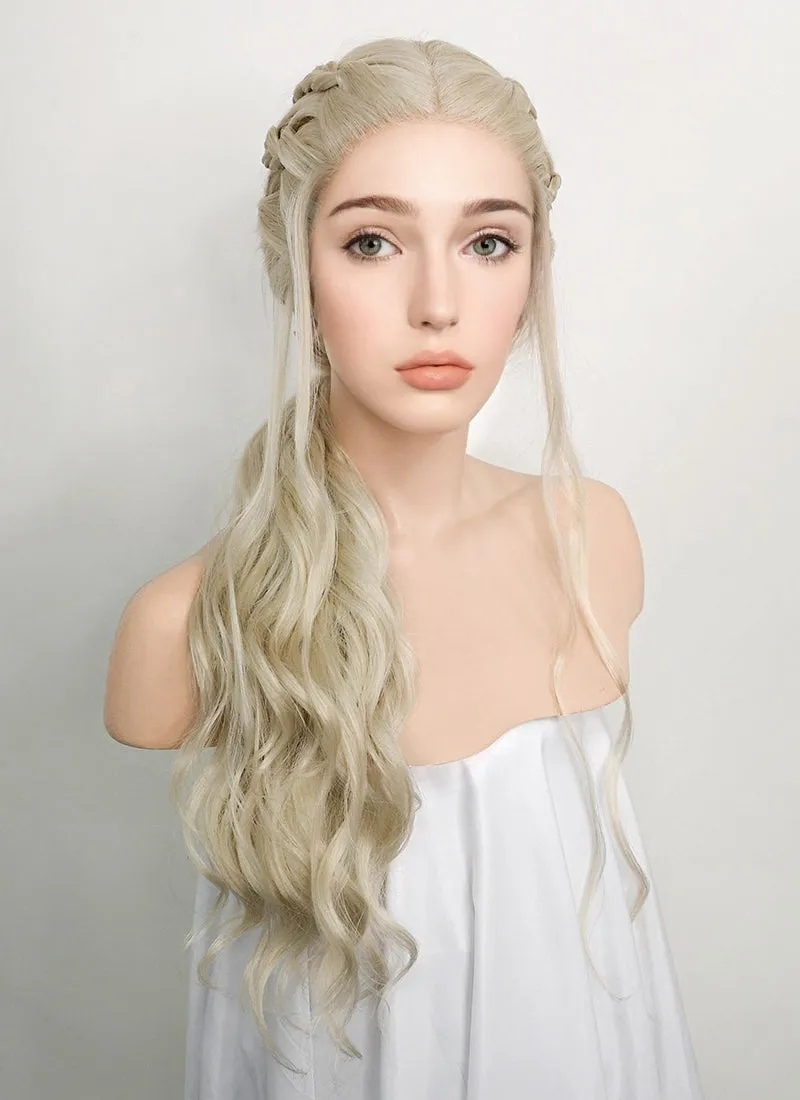 Game of Thrones Daenerys Targaryen Light Ash Blonde Braided Lace Front Synthetic Wig LF2037