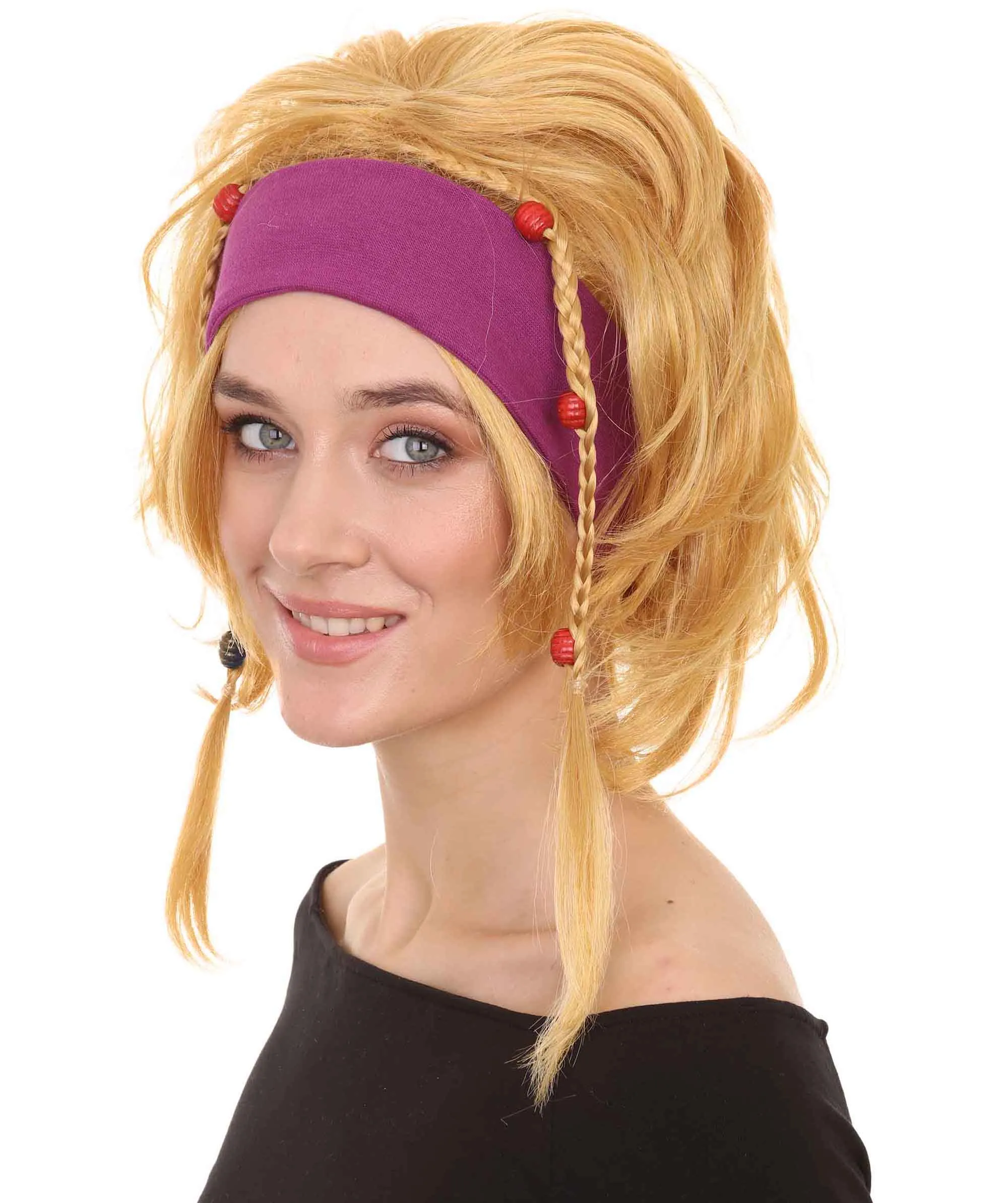 Gipsy Wig | Medium Golden Cosplay Halloween Wig | Premium Breathable Capless Cap