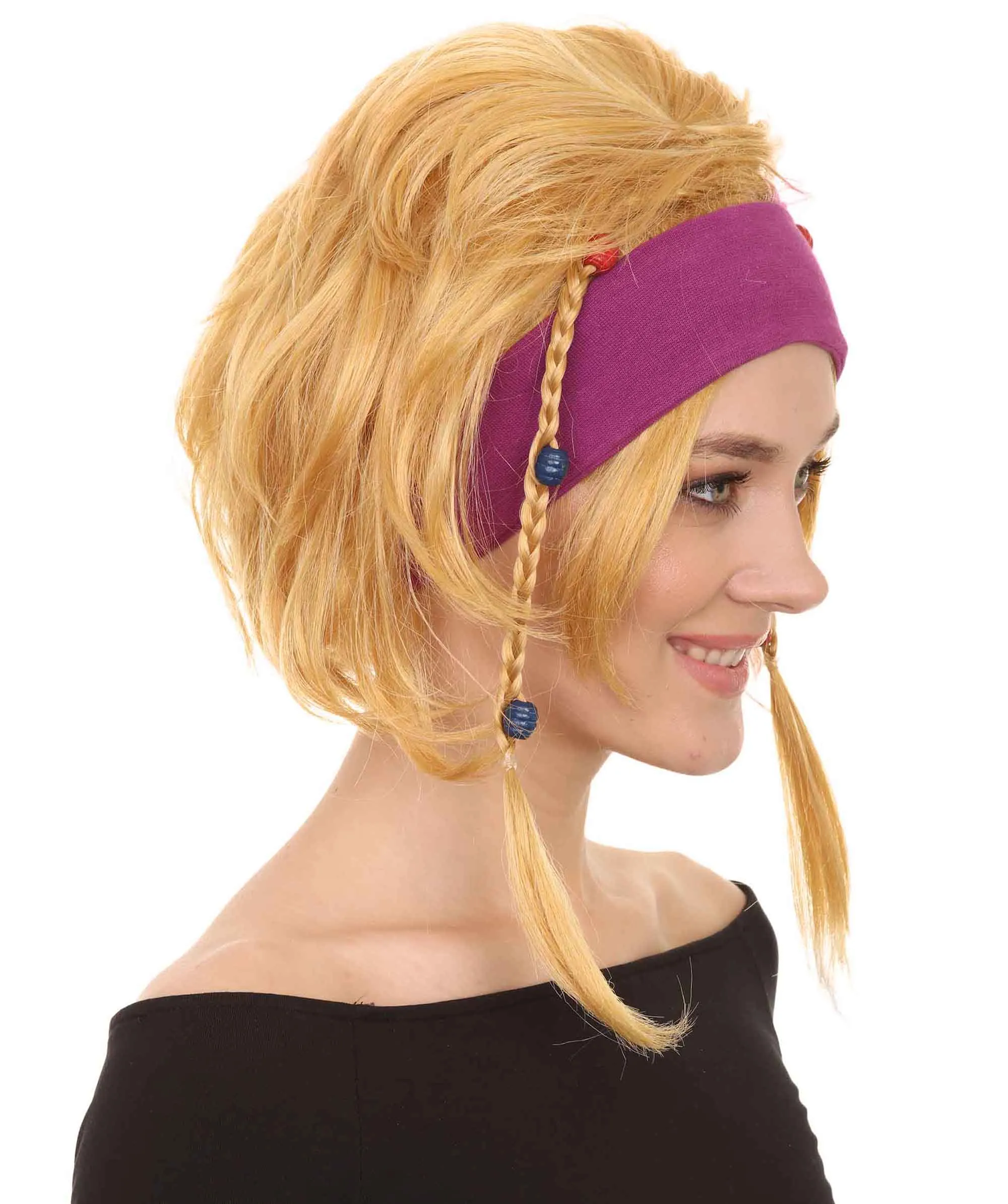Gipsy Wig | Medium Golden Cosplay Halloween Wig | Premium Breathable Capless Cap