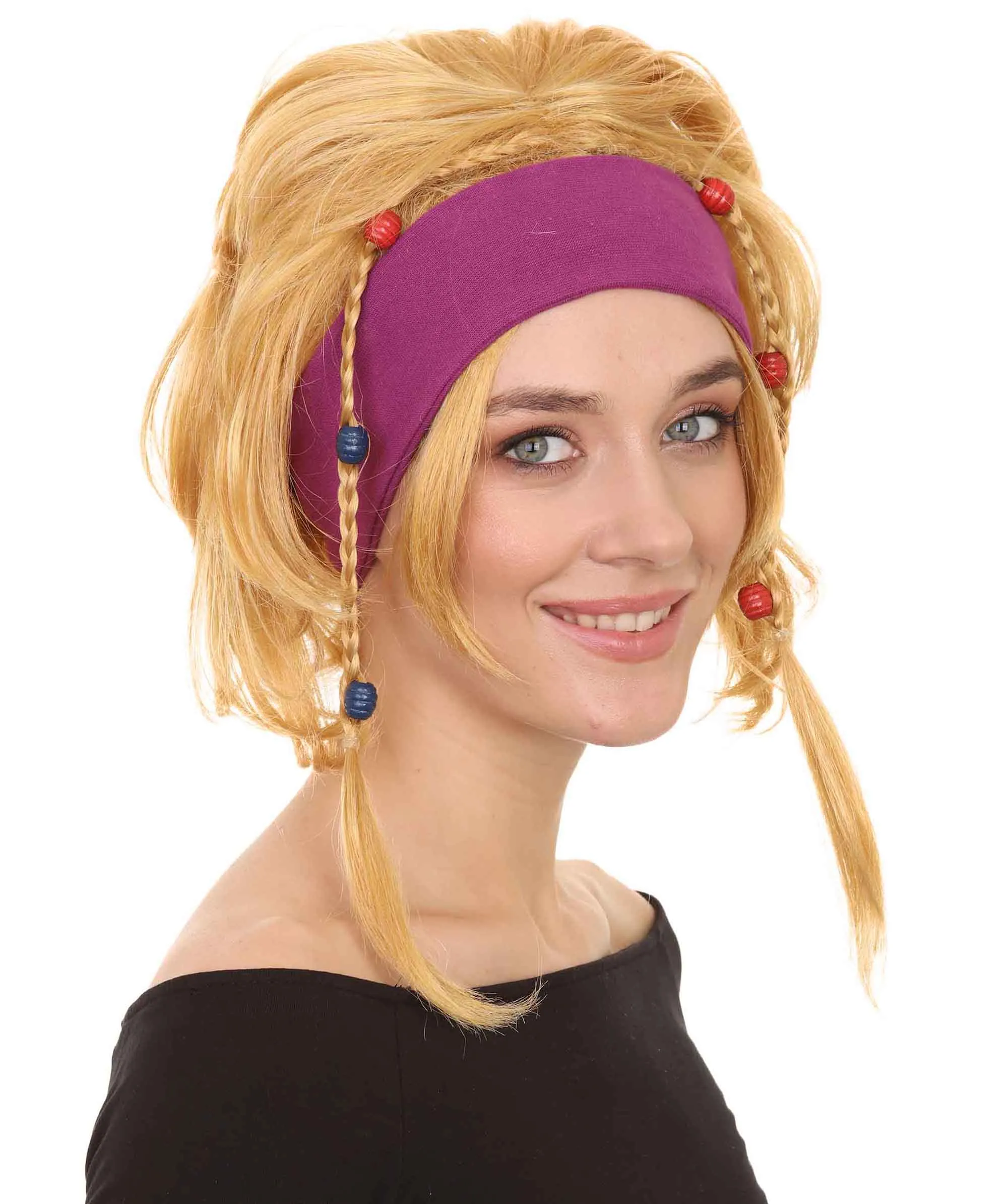 Gipsy Wig | Medium Golden Cosplay Halloween Wig | Premium Breathable Capless Cap