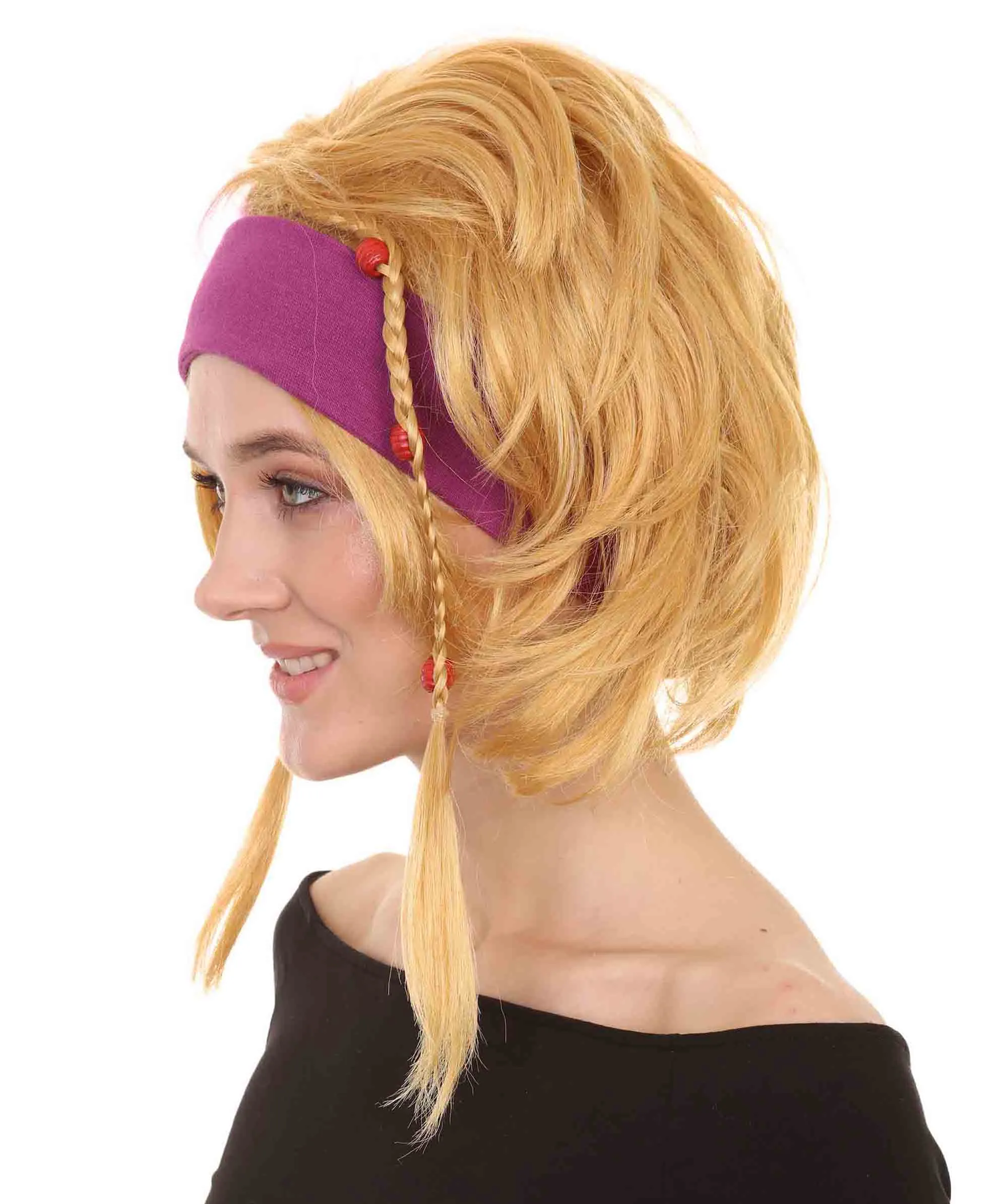 Gipsy Wig | Medium Golden Cosplay Halloween Wig | Premium Breathable Capless Cap