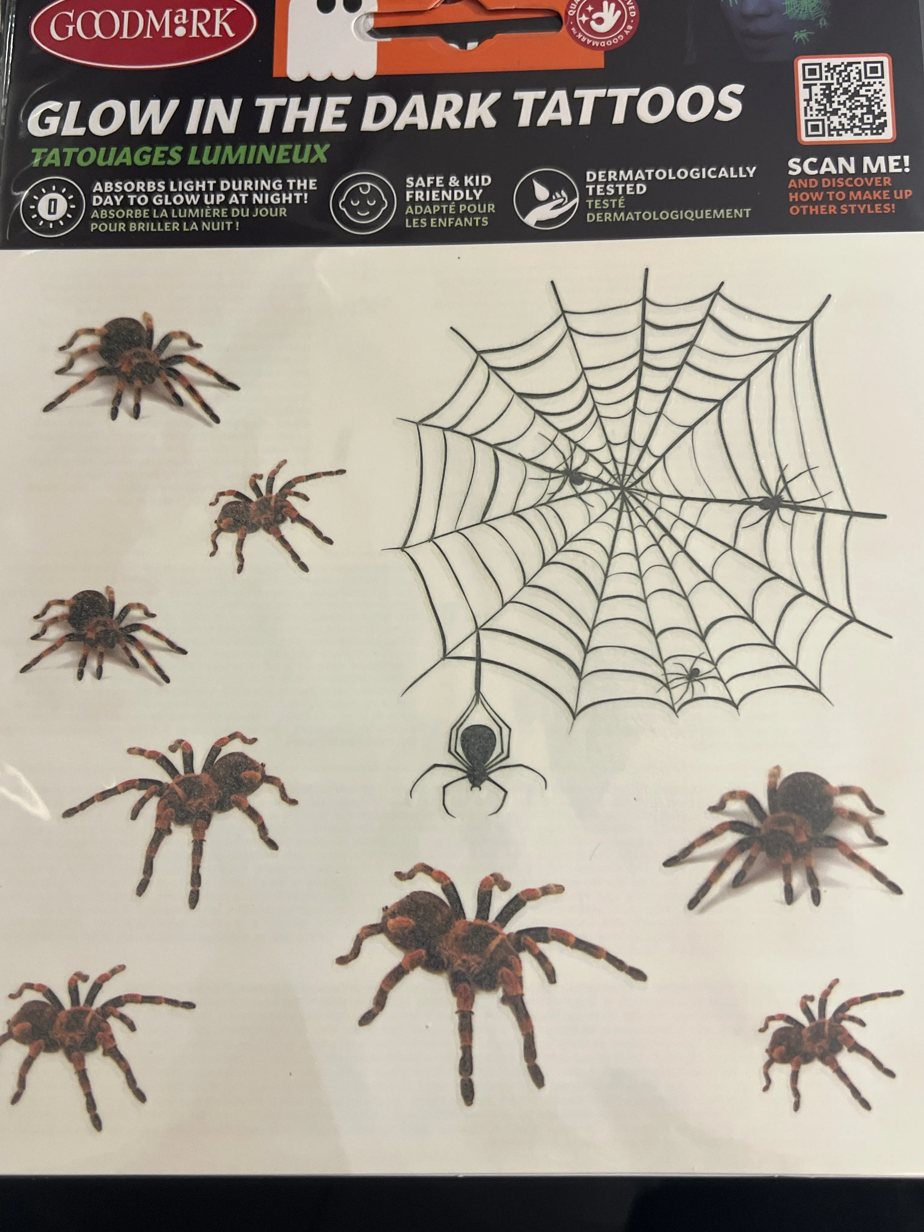 Glow in the Dark Tattoo - Spiders