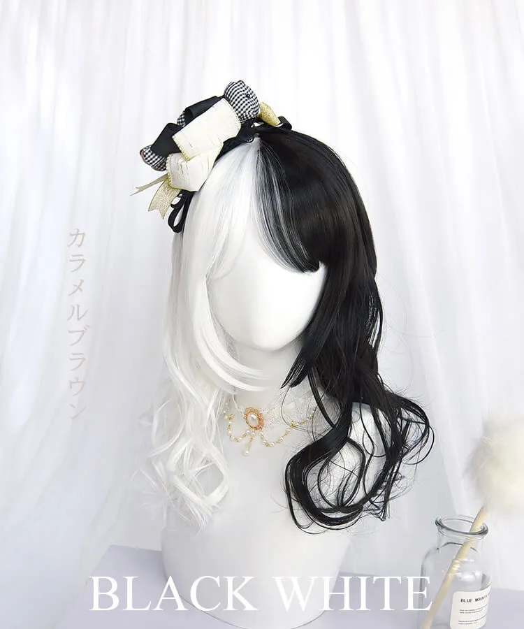 Gothic Black And White Split Wig With Bangs