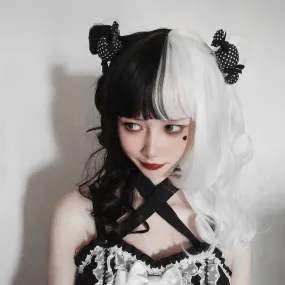 Gothic Black And White Split Wig With Bangs