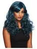 Gothic Seductress Curly Wig, Black & Blue
