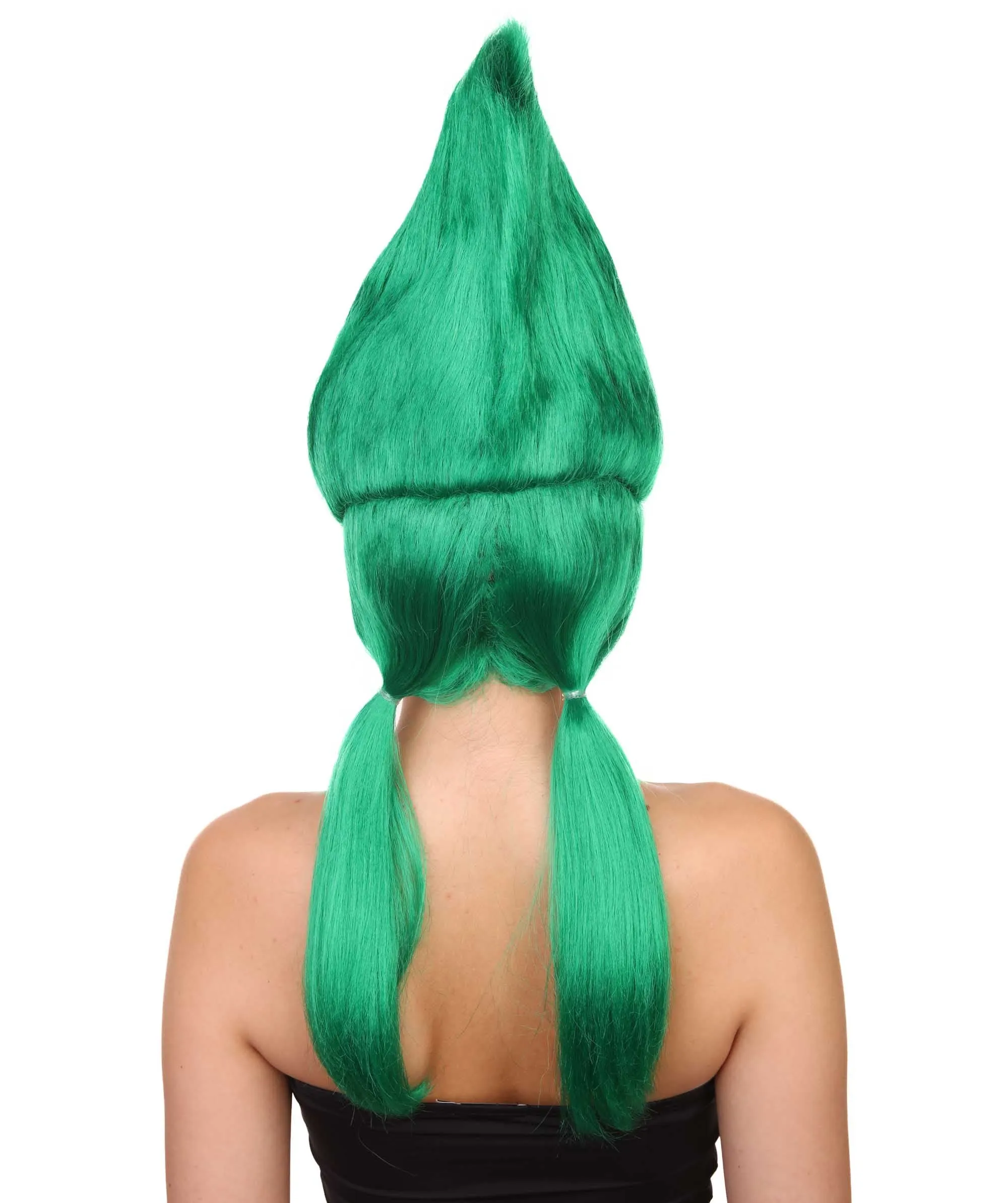 Green Womens Wig | Fancy Halloween Wig with Ponytails | Premium Breathable Capless Cap