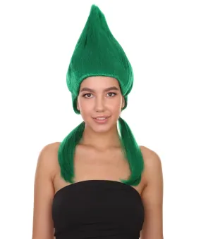 Green Womens Wig | Fancy Halloween Wig with Ponytails | Premium Breathable Capless Cap