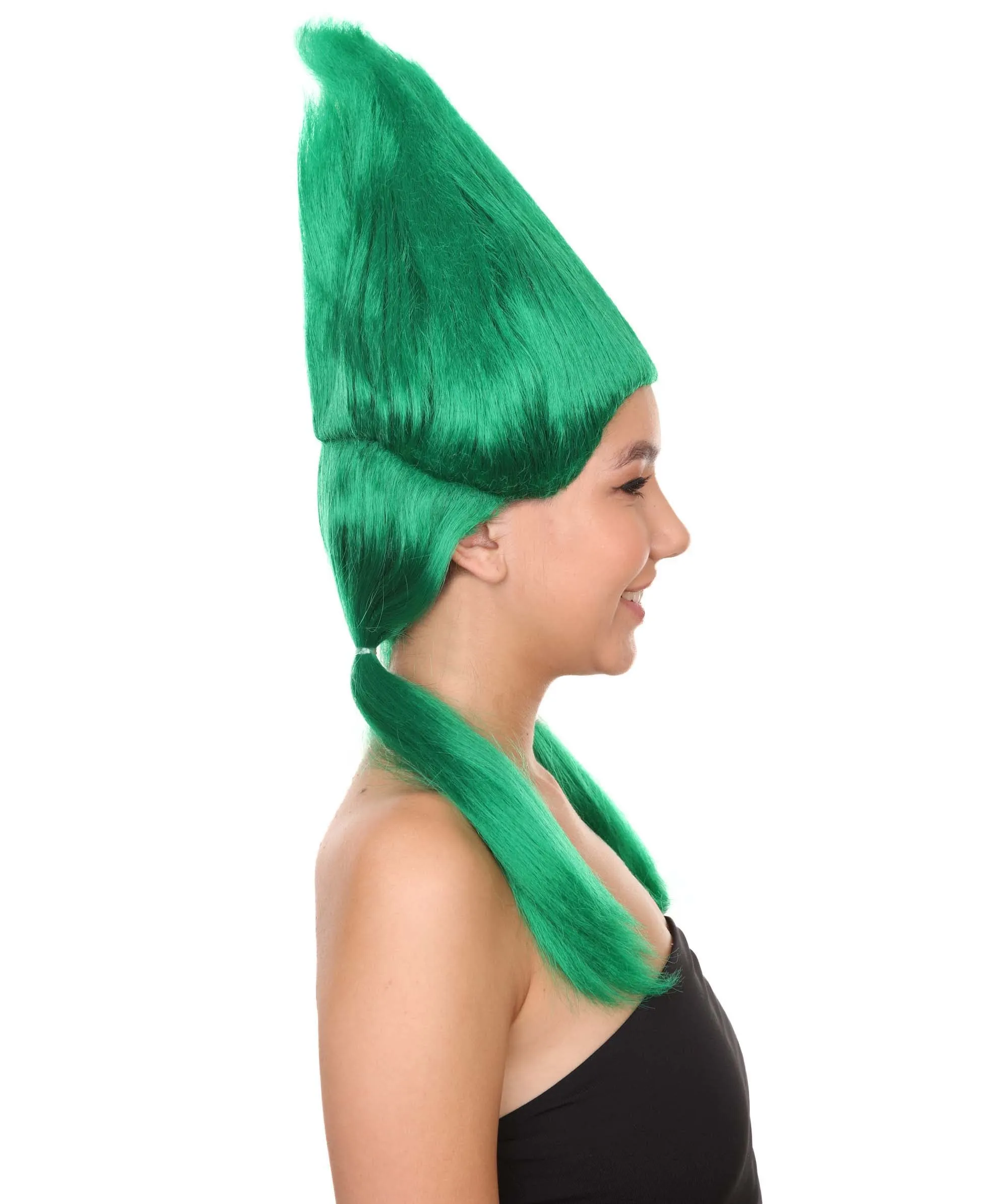 Green Womens Wig | Fancy Halloween Wig with Ponytails | Premium Breathable Capless Cap