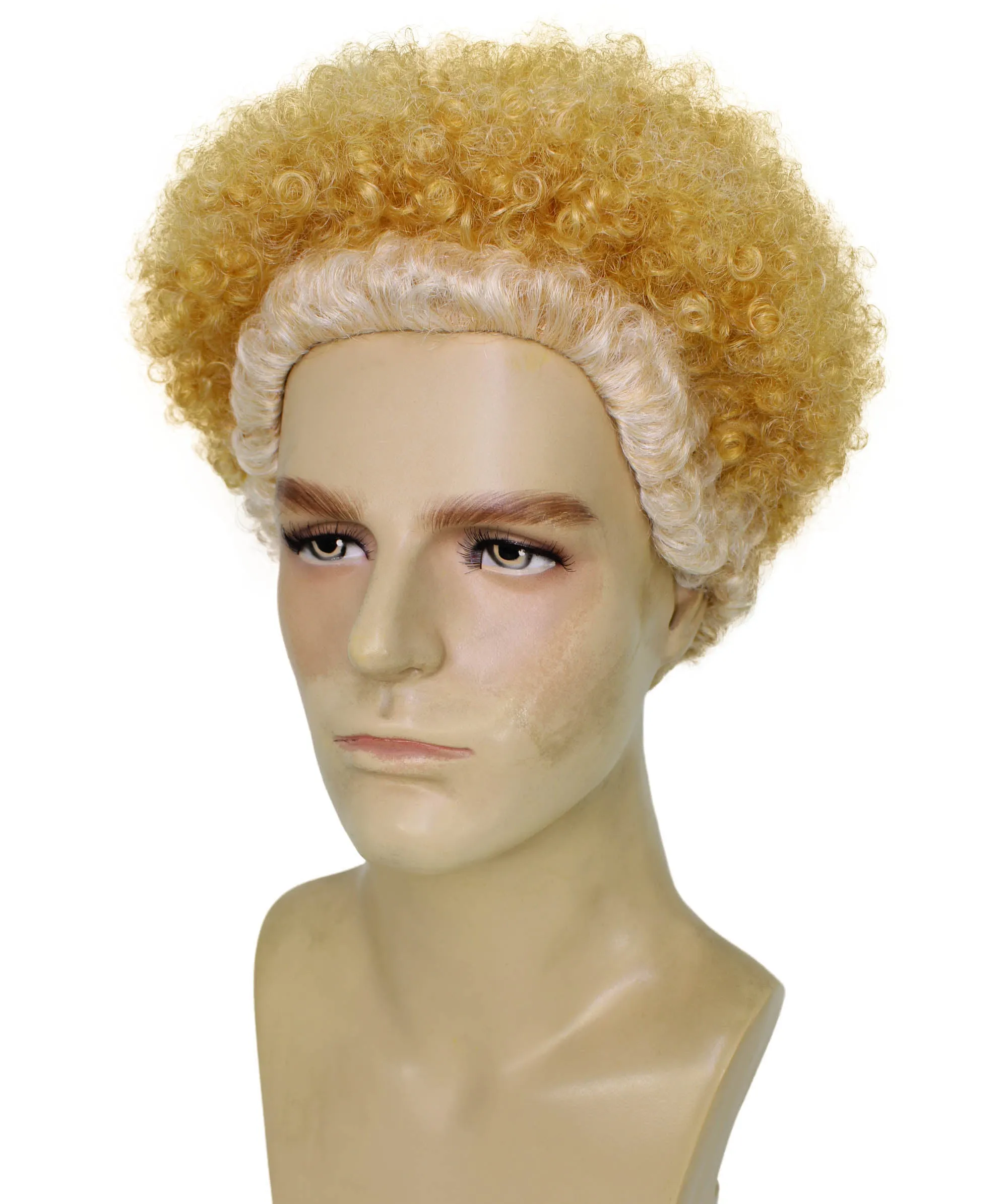 HPO Adult Men's Actor Stylish Blonde Afro Wig| Perfect for Halloween| Flame-retardant Synthetic Fiber