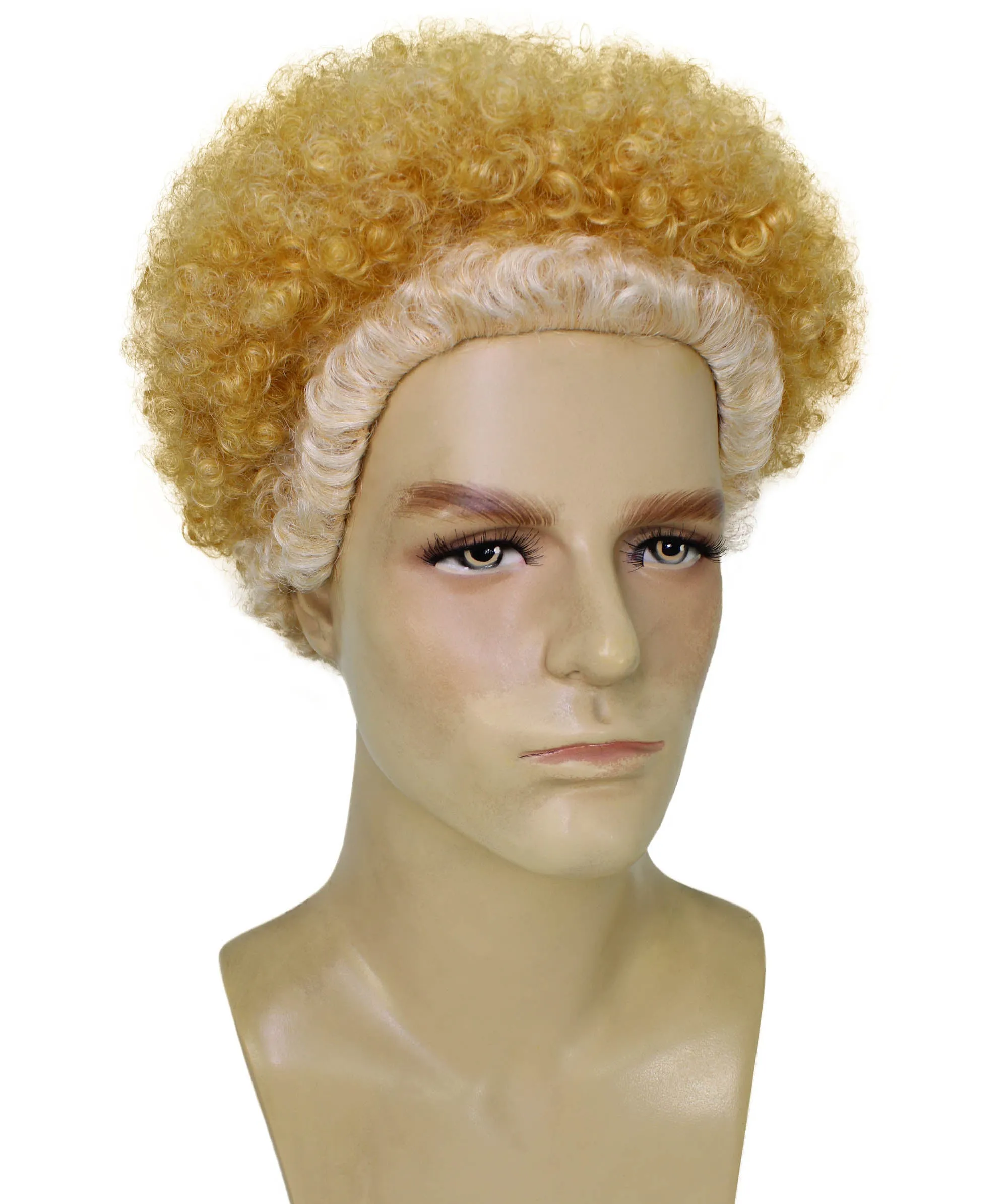 HPO Adult Men's Actor Stylish Blonde Afro Wig| Perfect for Halloween| Flame-retardant Synthetic Fiber