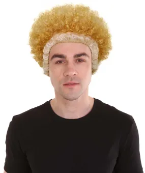 HPO Adult Men's Actor Stylish Blonde Afro Wig| Perfect for Halloween| Flame-retardant Synthetic Fiber
