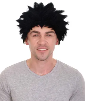 HPO Adult Men's Anime Spiky Black Wig |  Best for Halloween | Flame-retardant Synthetic Fiber