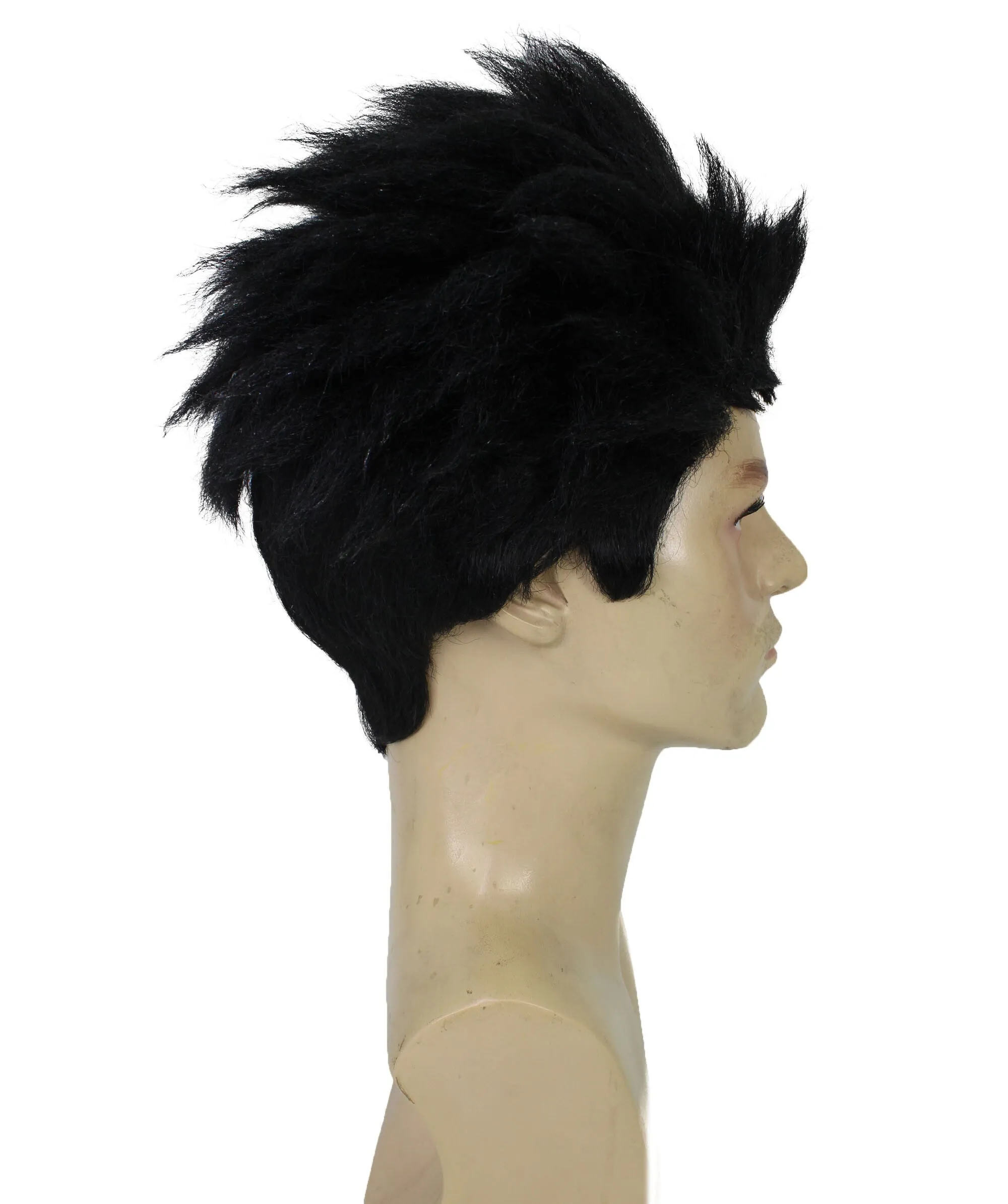 HPO Adult Men's Anime Spiky Black Wig |  Best for Halloween | Flame-retardant Synthetic Fiber