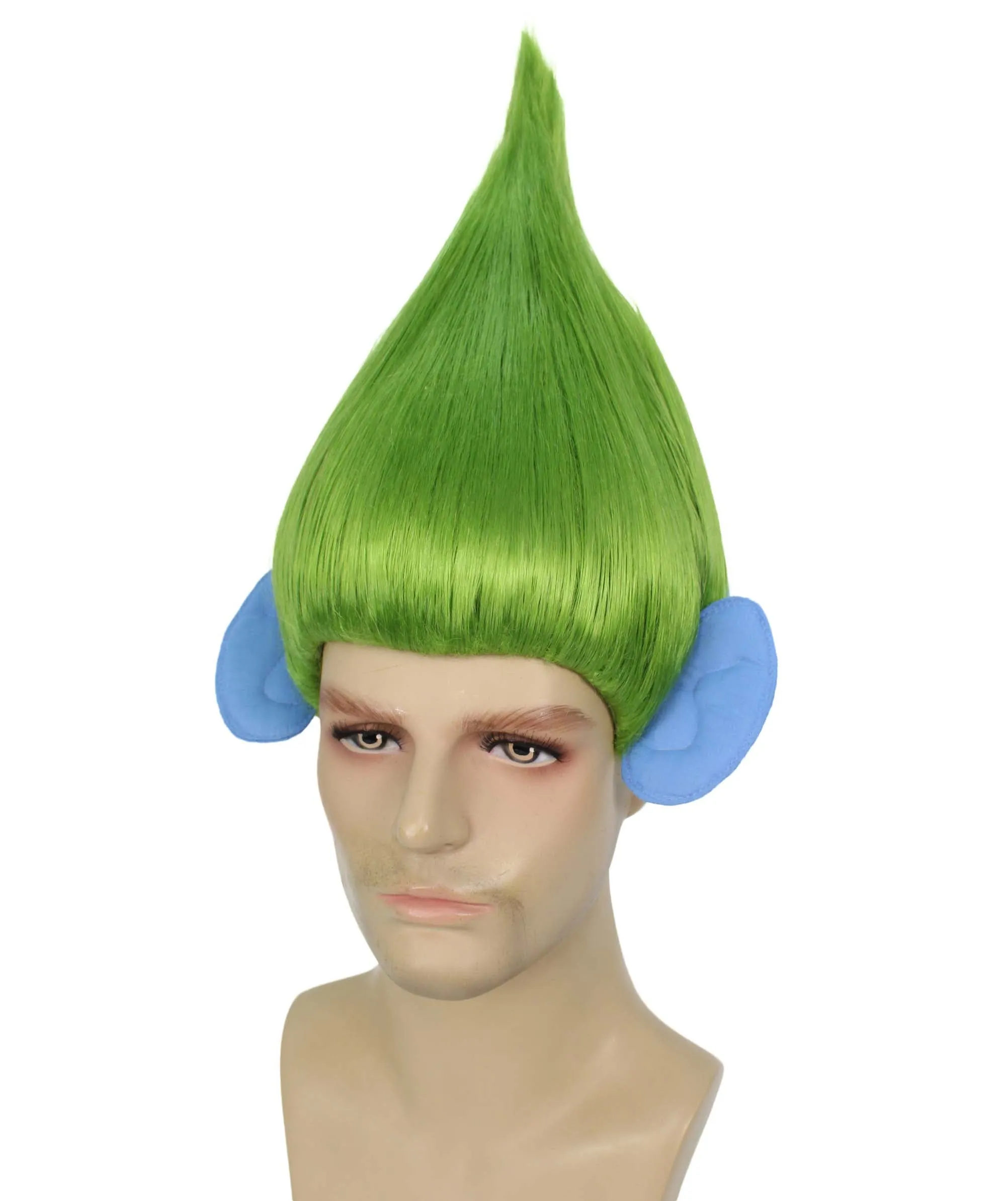 HPO Adult Men's Pointy Diamond Guy Troll Wig with Blue Ears | Multiple Color Options