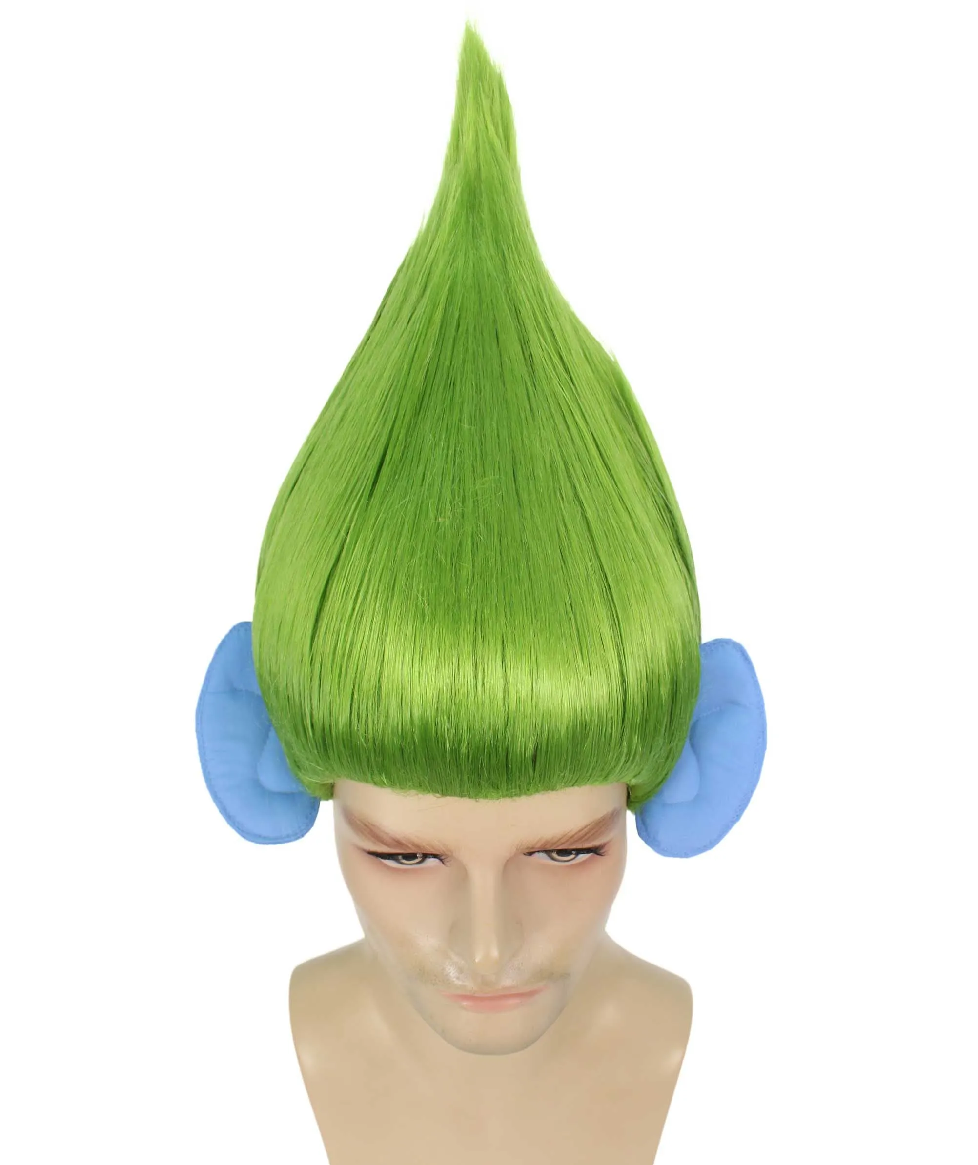 HPO Adult Men's Pointy Diamond Guy Troll Wig with Blue Ears | Multiple Color Options