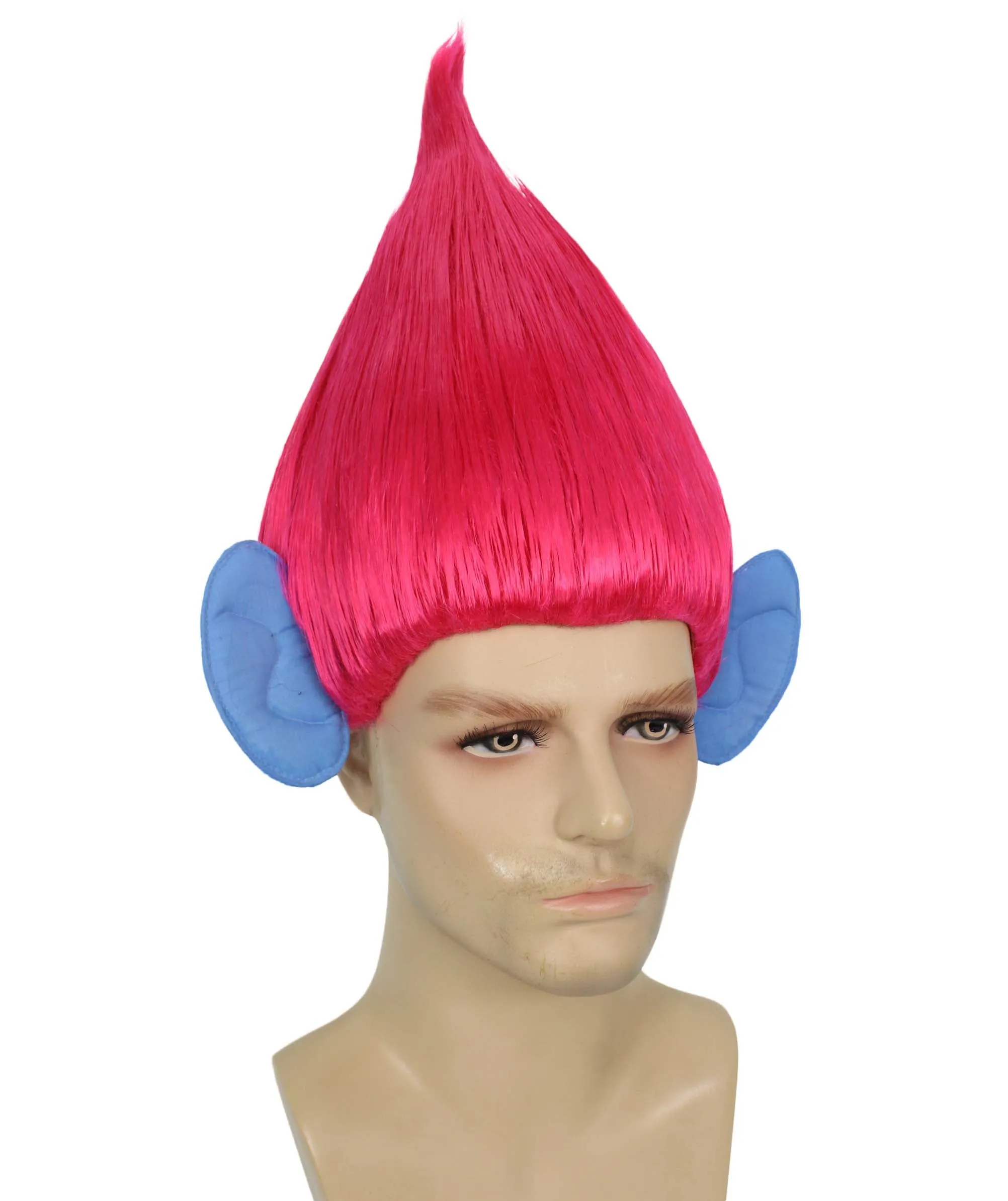 HPO Adult Men's Pointy Diamond Guy Troll Wig with Blue Ears | Multiple Color Options