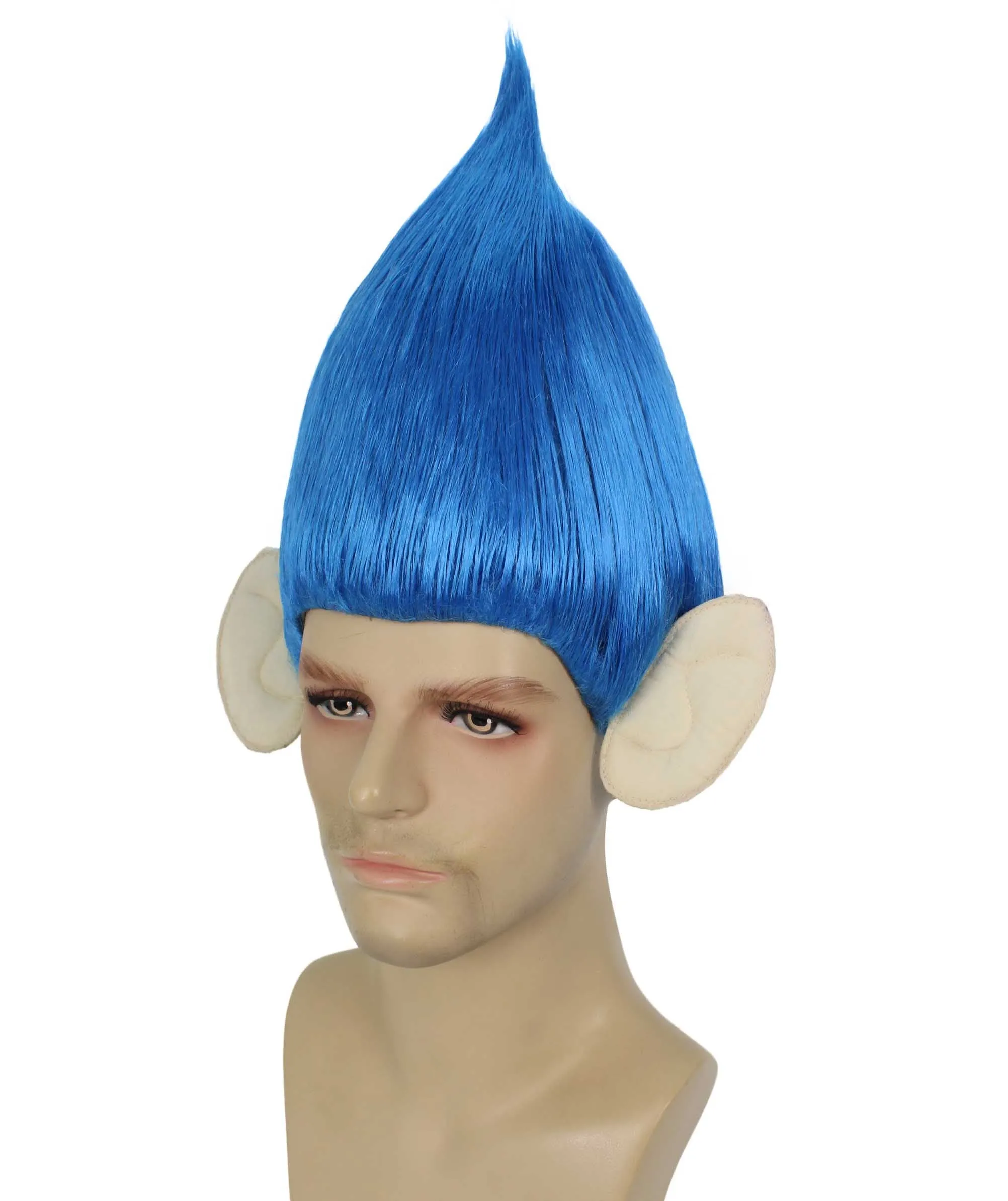 HPO Adult Men's Pointy Diamond Guy Troll Wig with Blue Ears | Multiple Color Options