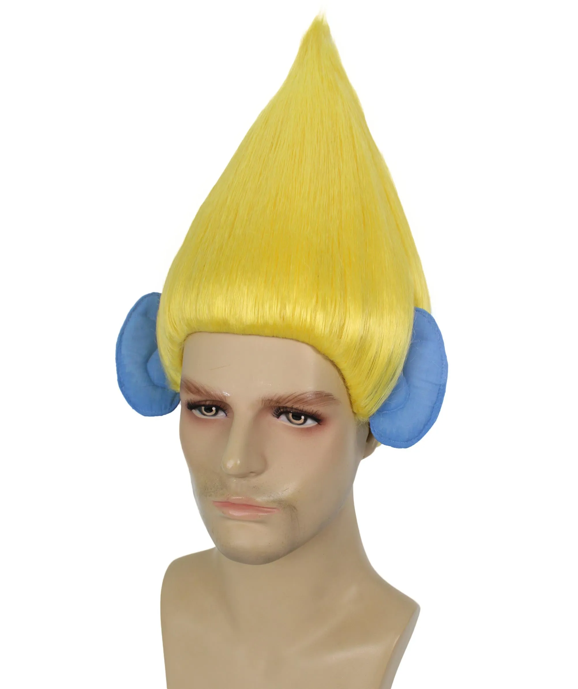 HPO Adult Men's Pointy Diamond Guy Troll Wig with Blue Ears | Multiple Color Options