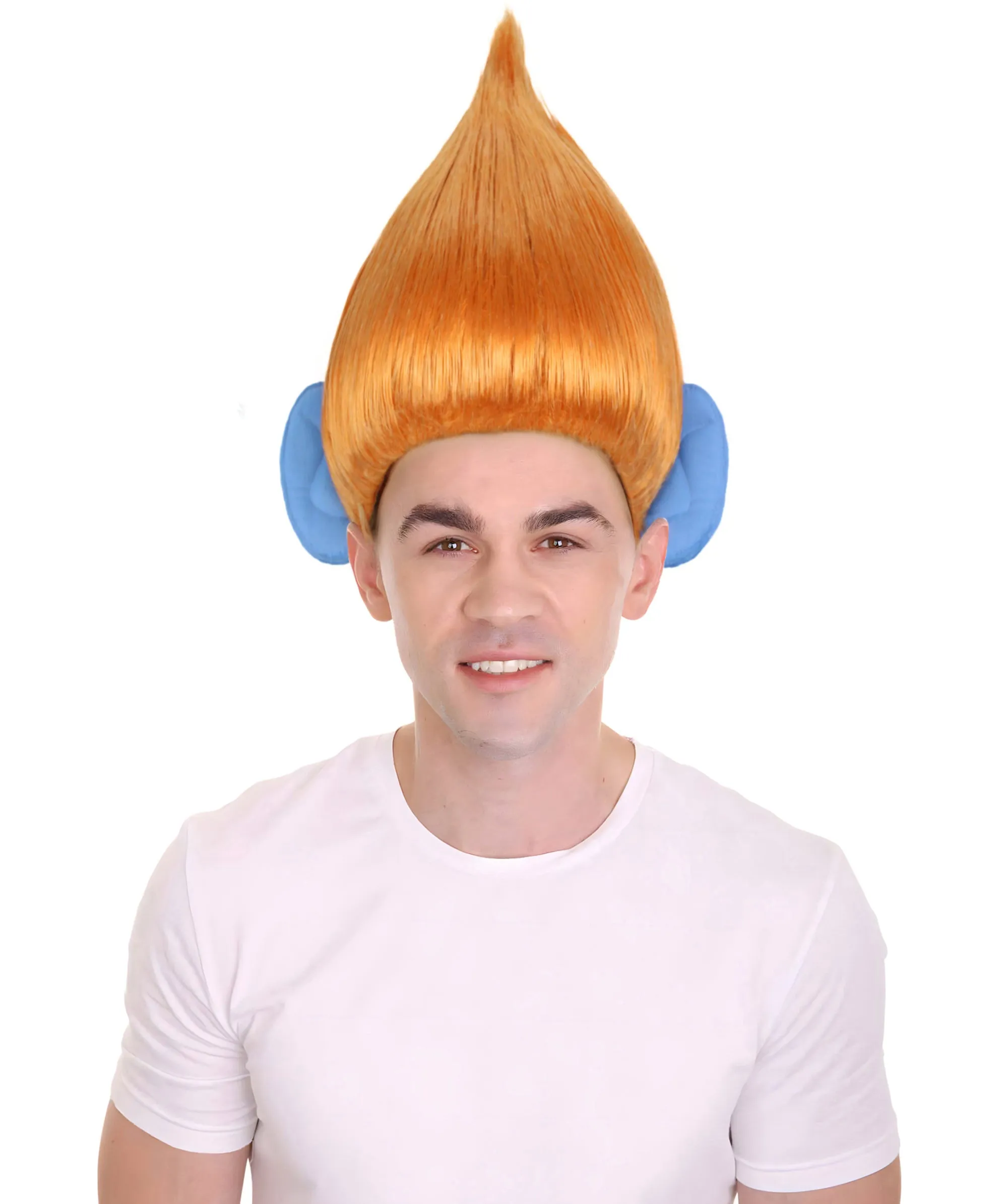 HPO Adult Men's Pointy Diamond Guy Troll Wig with Blue Ears | Multiple Color Options