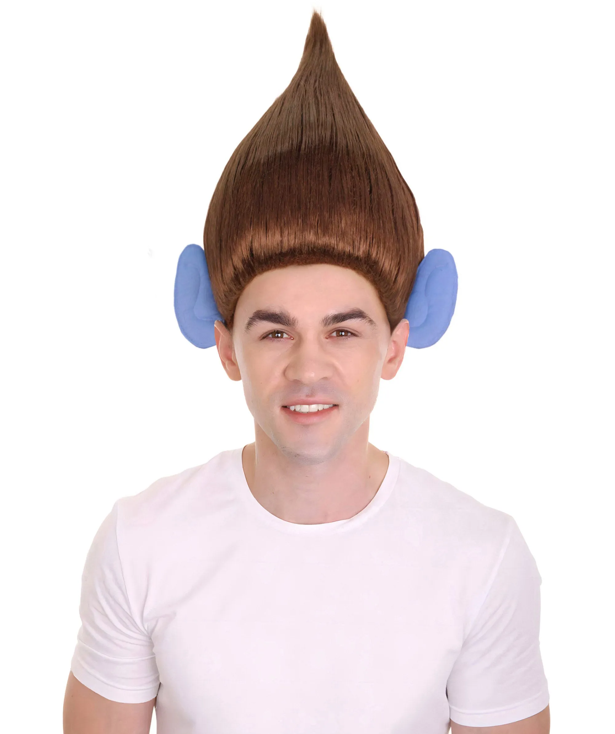 HPO Adult Men's Pointy Diamond Guy Troll Wig with Blue Ears | Multiple Color Options