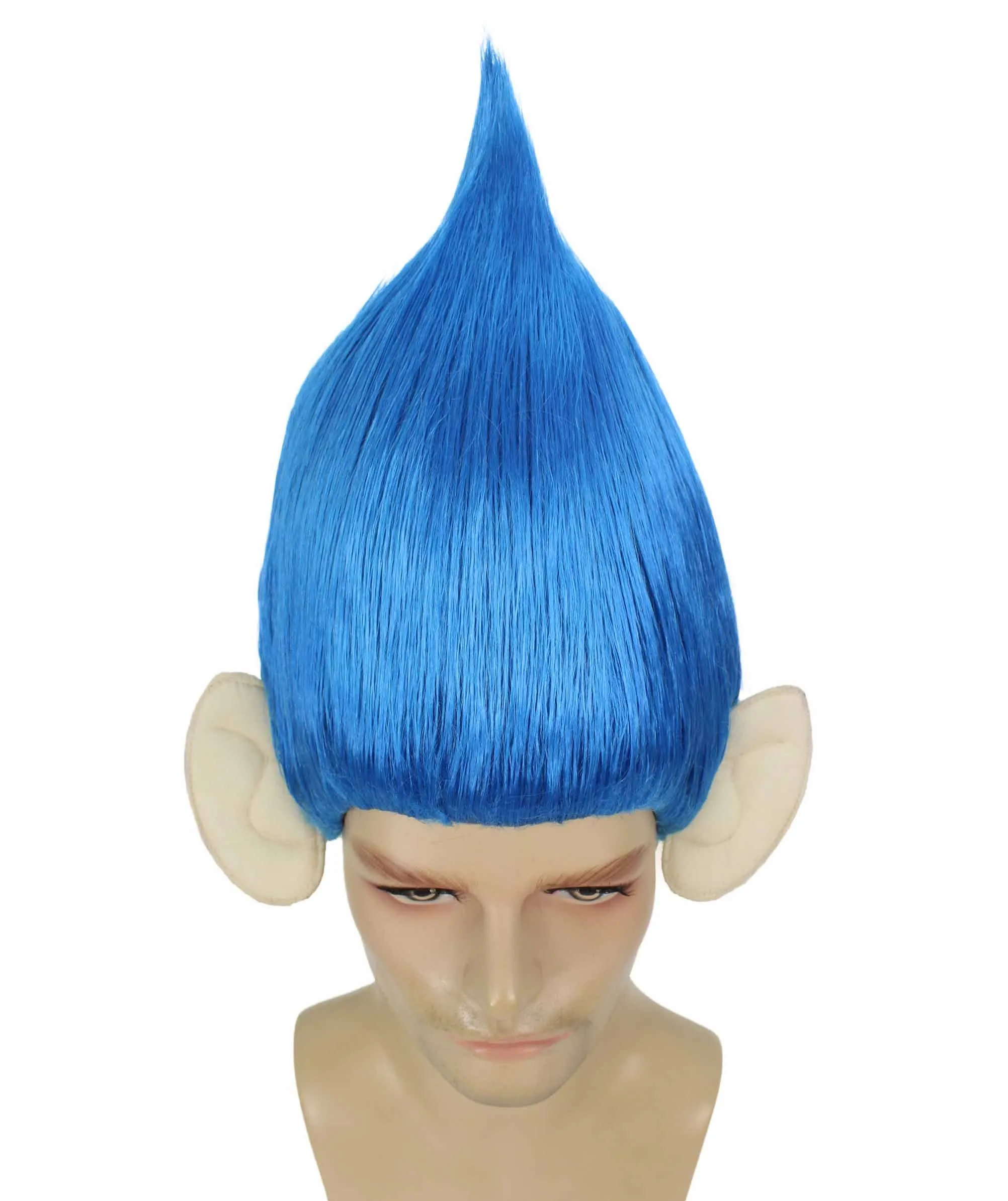 HPO Adult Men's Pointy Diamond Guy Troll Wig with Blue Ears | Multiple Color Options