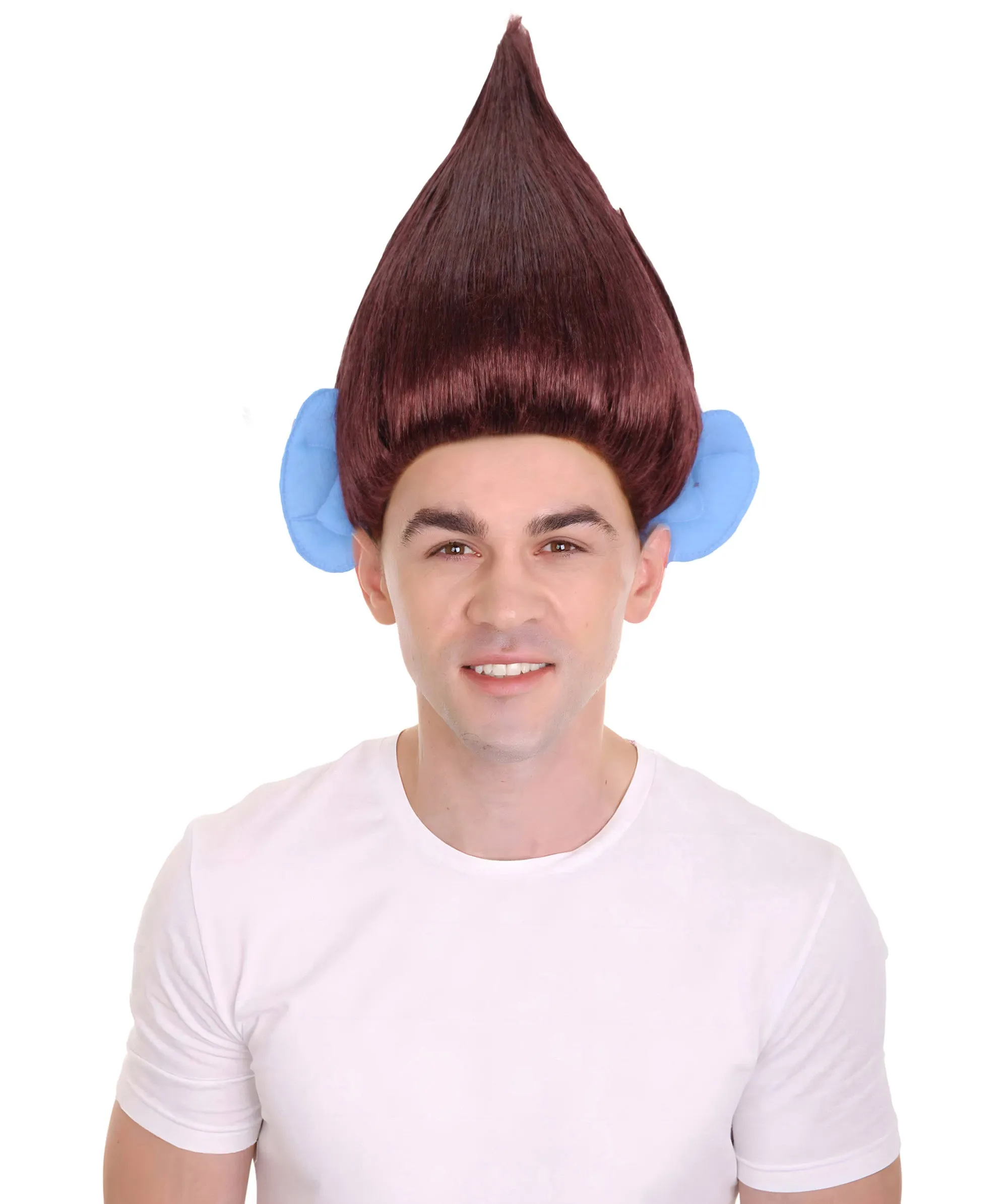 HPO Adult Men's Pointy Diamond Guy Troll Wig with Blue Ears | Multiple Color Options