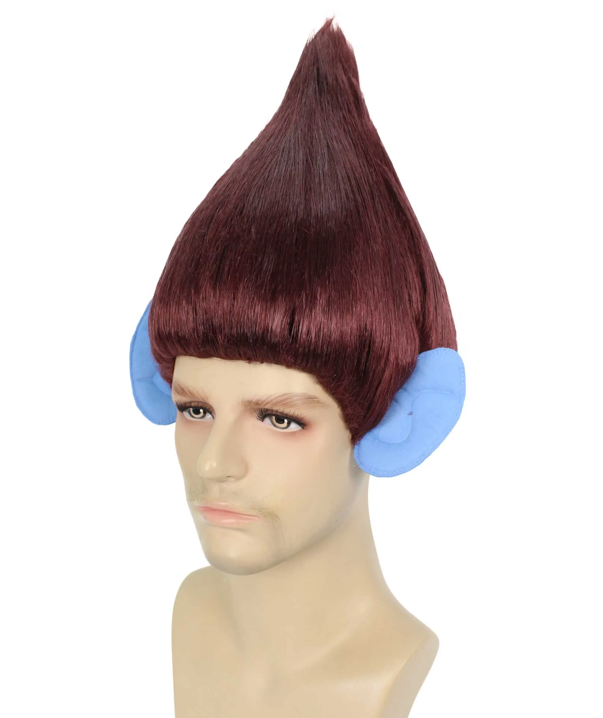 HPO Adult Men's Pointy Diamond Guy Troll Wig with Blue Ears | Multiple Color Options