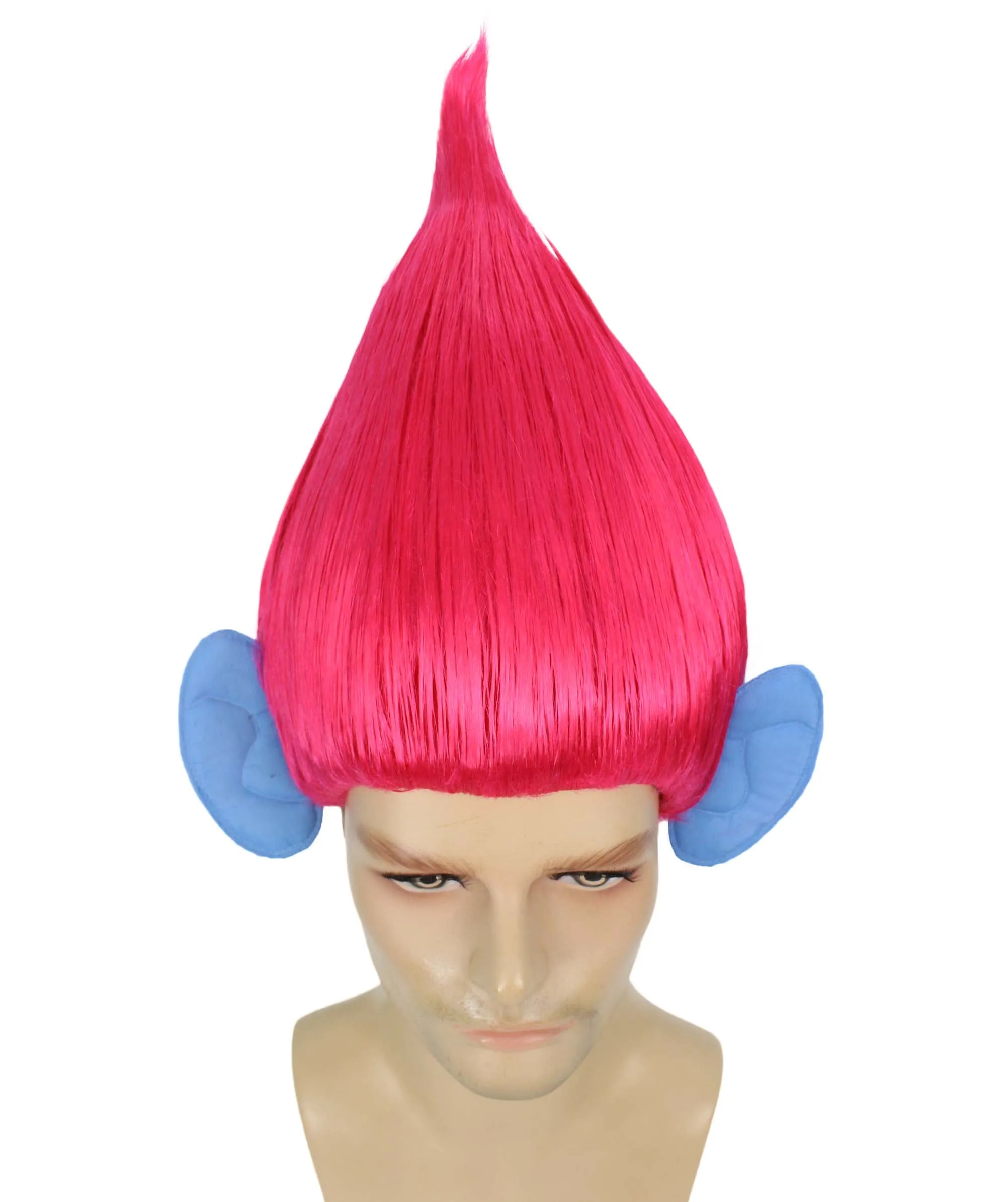 HPO Adult Men's Pointy Diamond Guy Troll Wig with Blue Ears | Multiple Color Options