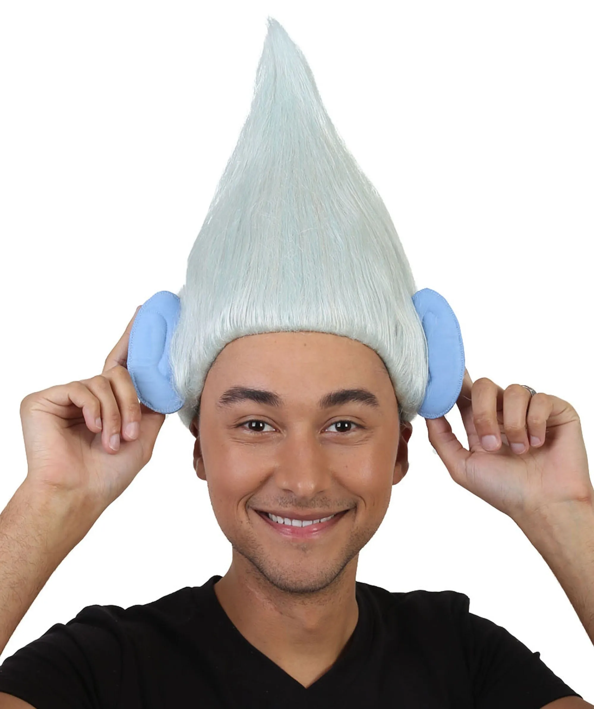 HPO Adult Men's Pointy Diamond Guy Troll Wig with Blue Ears | Multiple Color Options