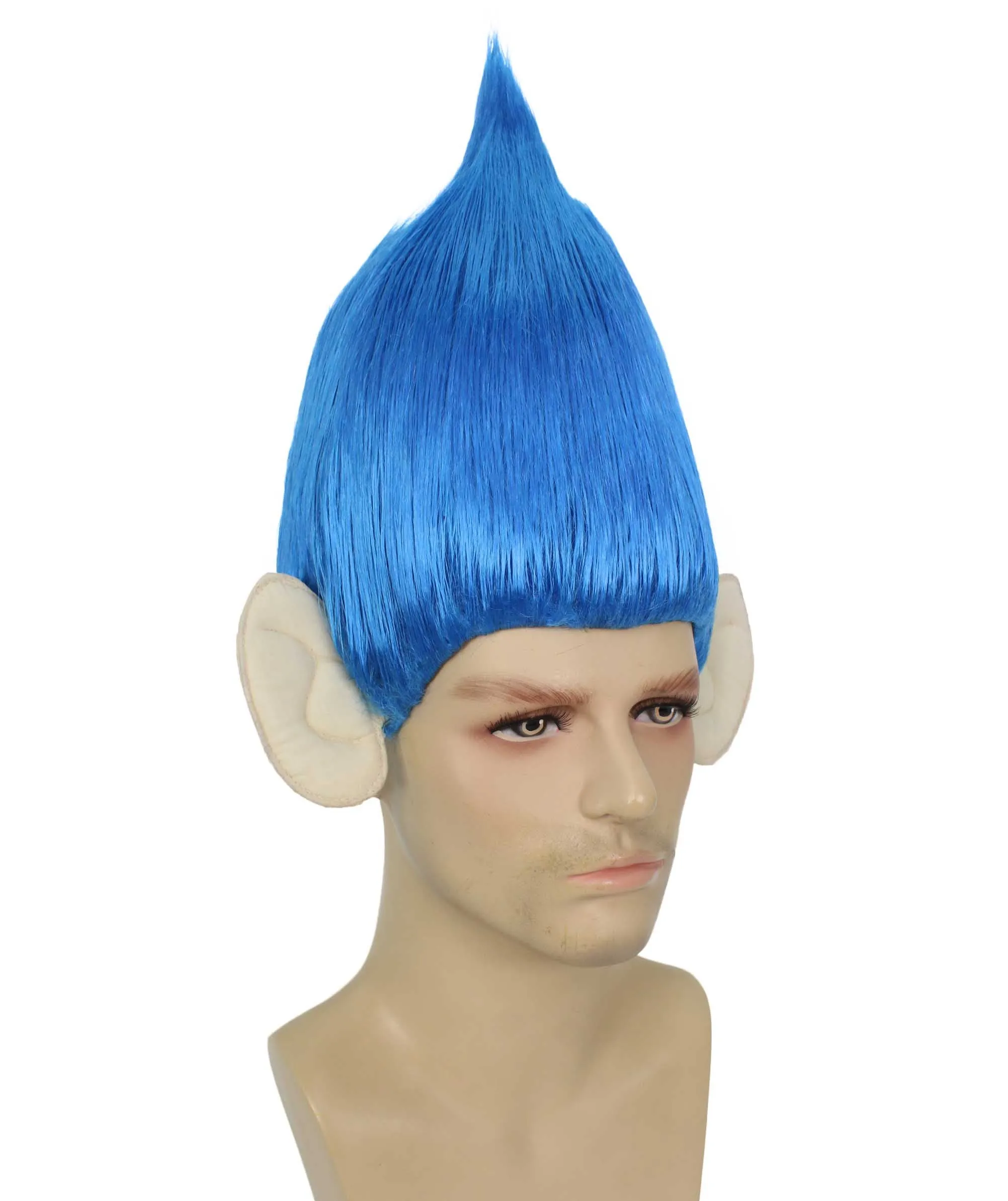 HPO Adult Men's Pointy Diamond Guy Troll Wig with Blue Ears | Multiple Color Options