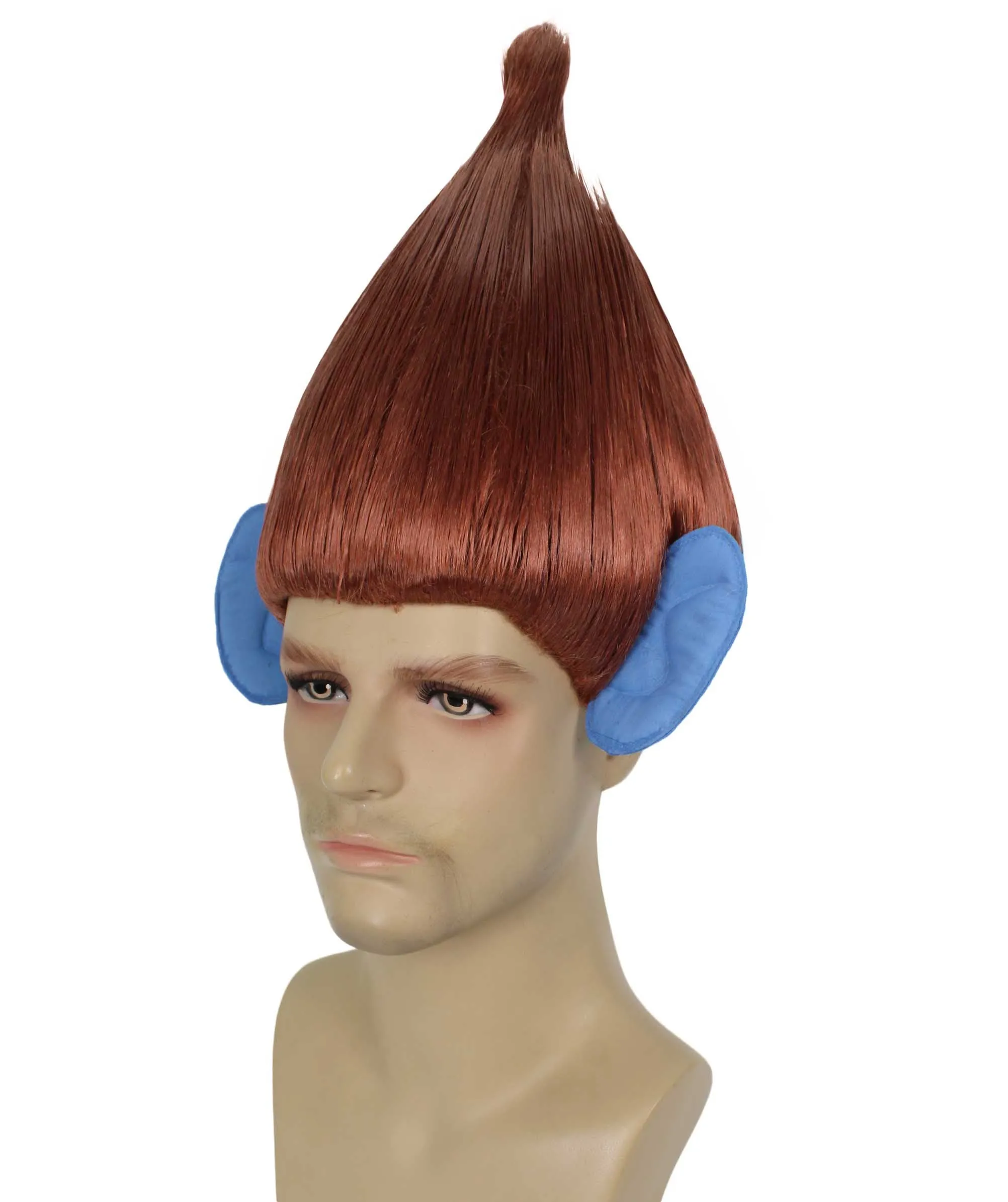 HPO Adult Men's Pointy Diamond Guy Troll Wig with Blue Ears | Multiple Color Options