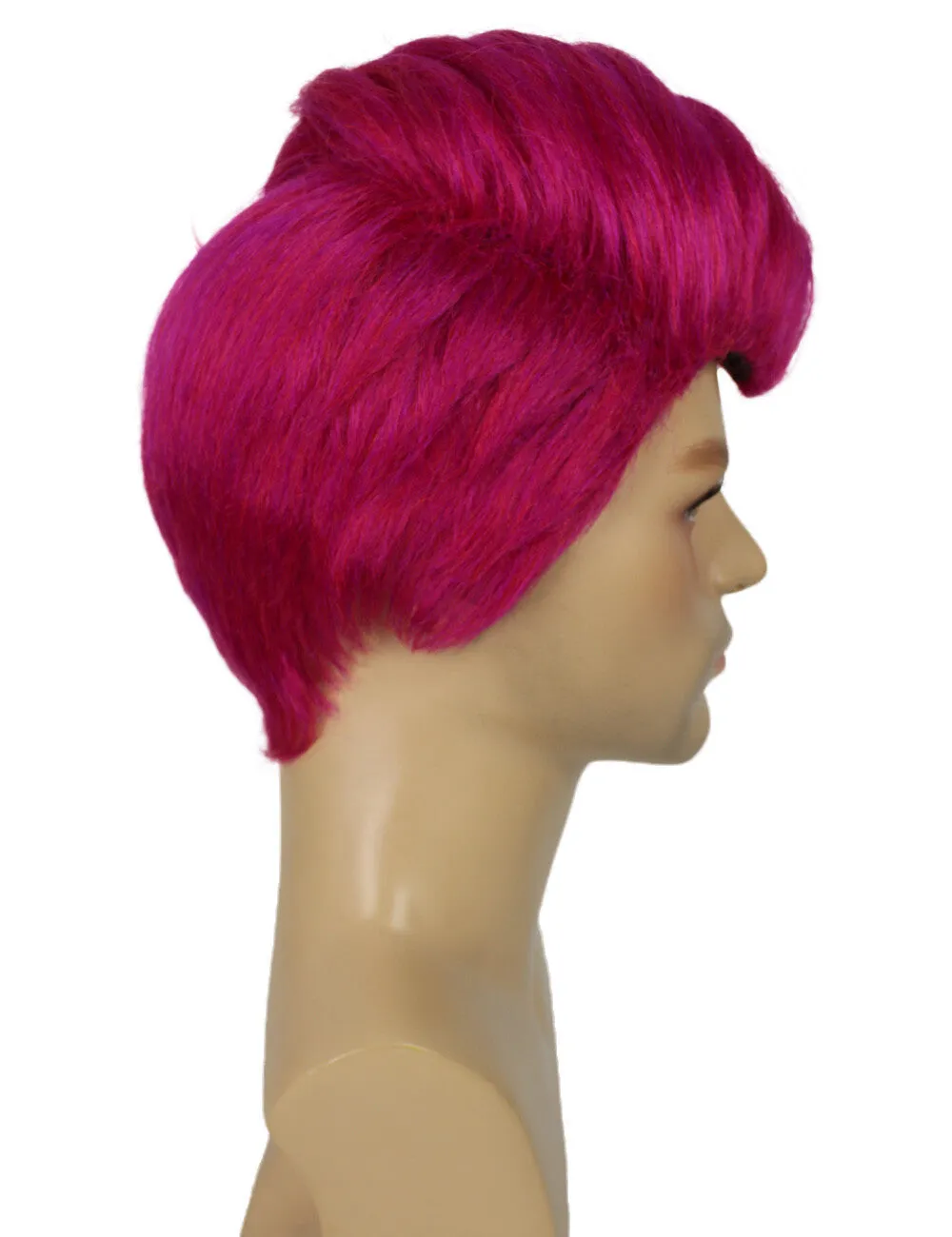 HPO Adult Men's Short Pink Gaming Character Cosplay Wig, Perfect For Halloween, Flame-Retardant Synthetic Fiber