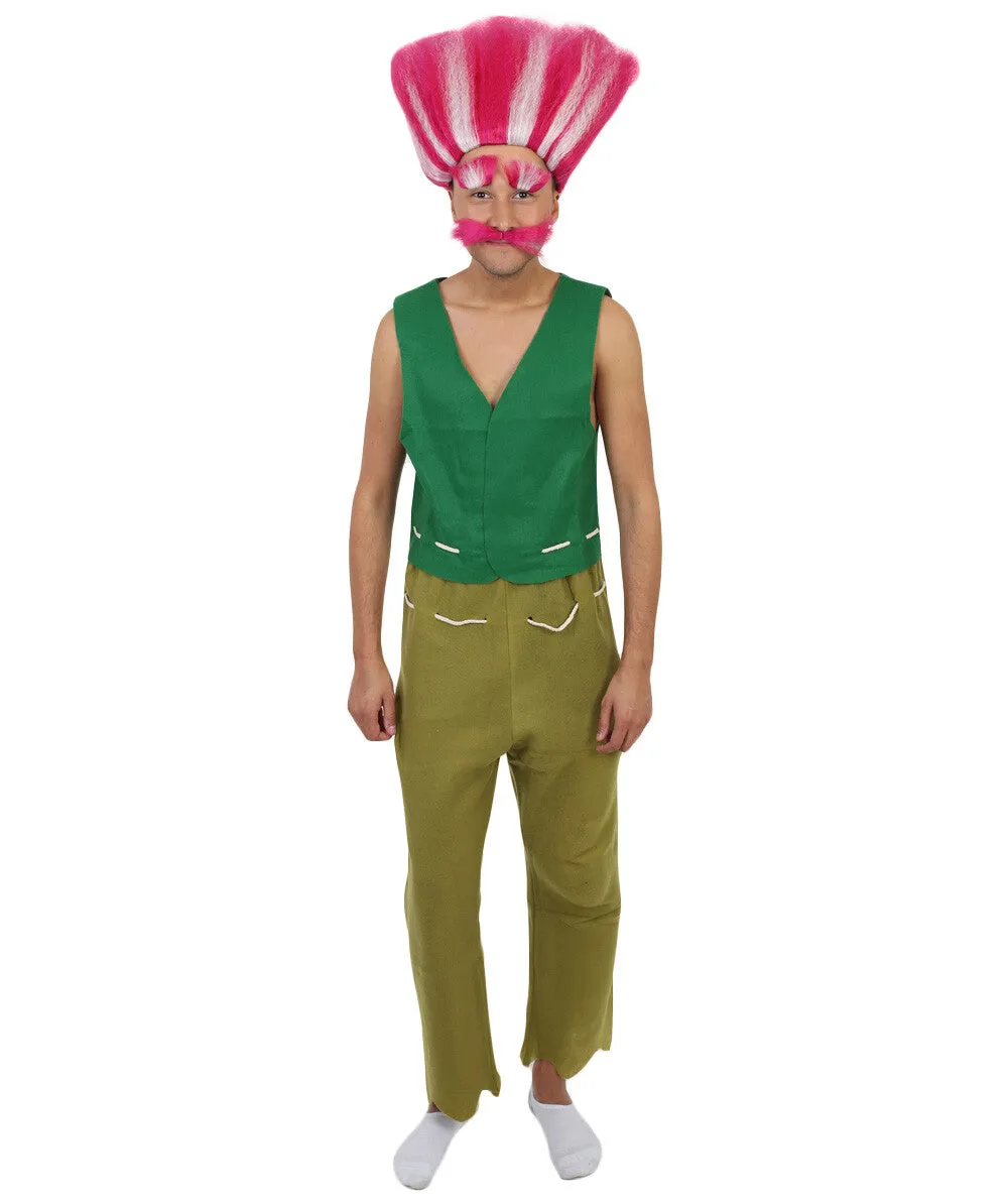 HPO Adult Men's Unleash Your Fun with Our Vibrant Troll Costume and Wig Bundle | ideal for Halloween, costume parties | and themed events! Stand out and spread joy with this unique ensemble!