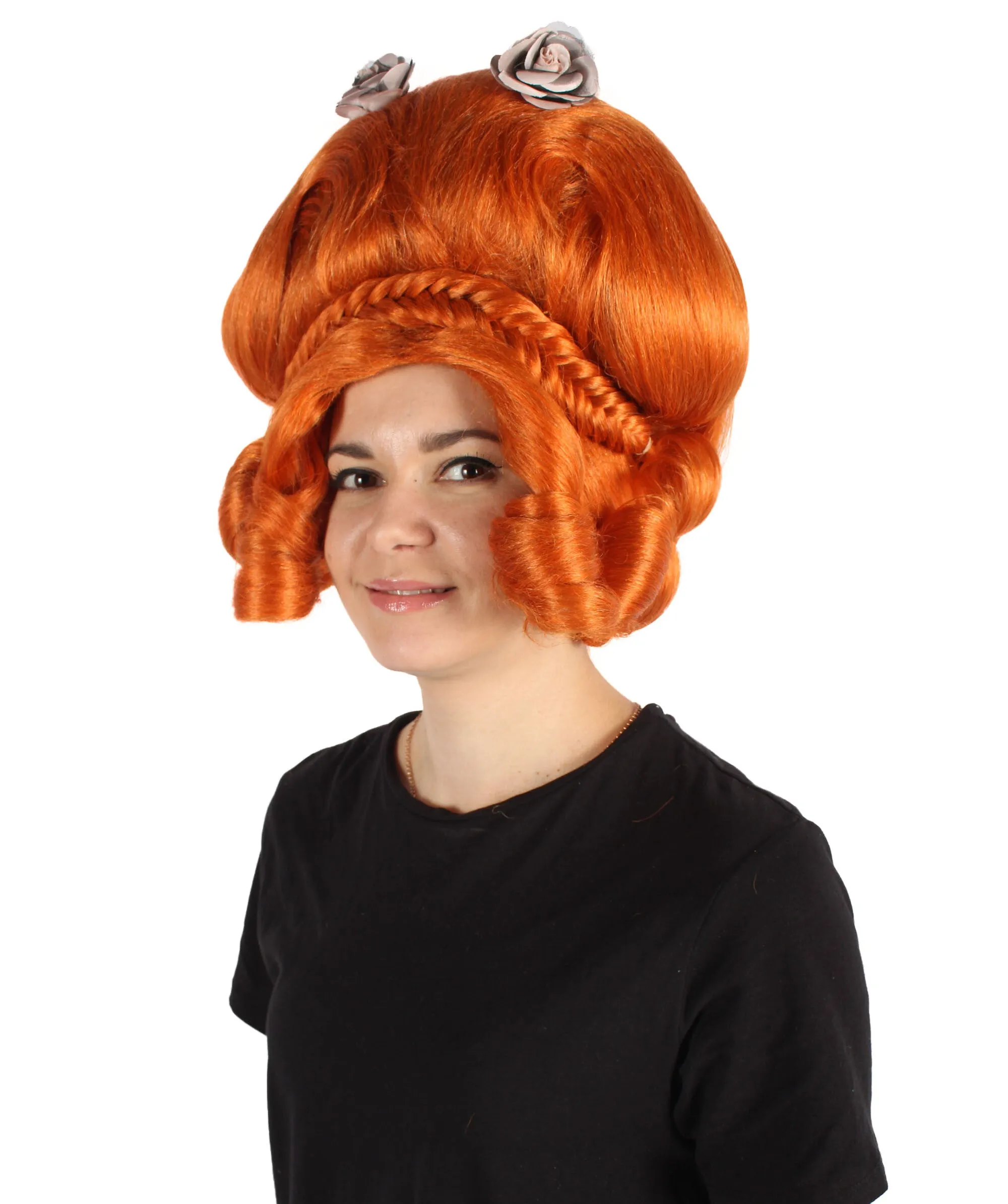 HPO Adult Women's American Drag Performer Orange Wig| Perfect for Cosplay| Flame-retardant Synthetic Fiber