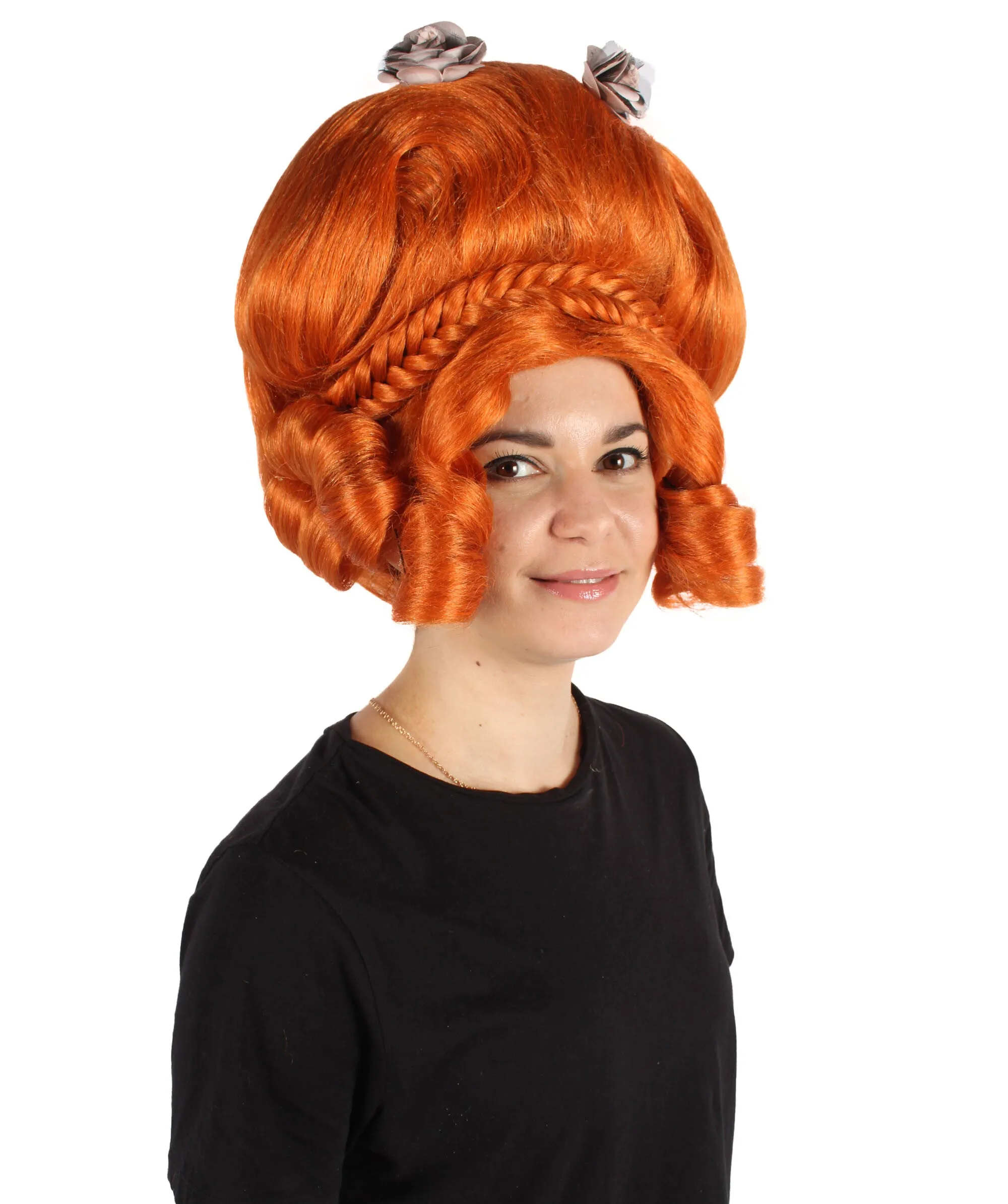 HPO Adult Women's American Drag Performer Orange Wig| Perfect for Cosplay| Flame-retardant Synthetic Fiber