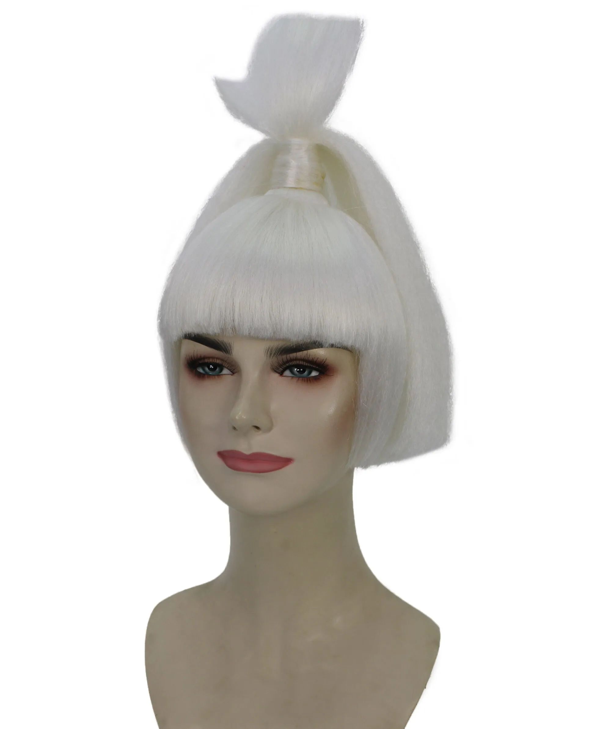 HPO Adult Women's American Figure Skater White Ponytail Wig I Cosplay Wig I Flame-retardant Synthetic Fiber