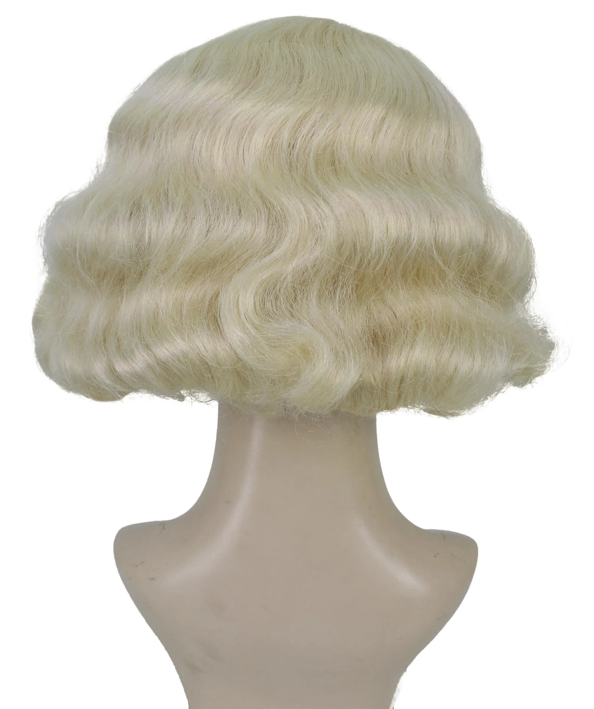 HPO Adult Women’s American Half-Blood Witch Blonde Wig, Blonde Retro-styled Wavy Wig,  Breathable Capless Cap, Flame-retardant Synthetic Fiber