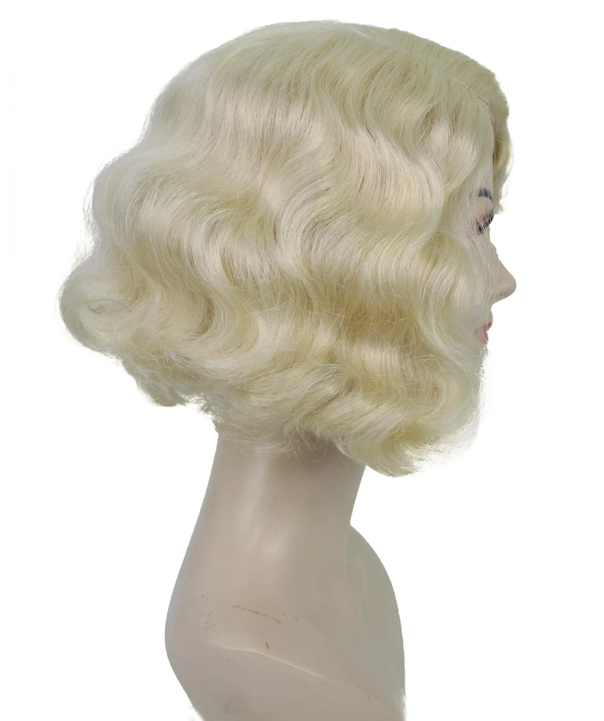 HPO Adult Women’s American Half-Blood Witch Blonde Wig, Blonde Retro-styled Wavy Wig,  Breathable Capless Cap, Flame-retardant Synthetic Fiber