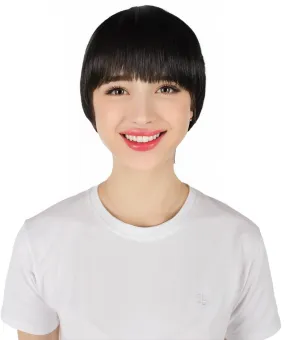 HPO Adult Women's Black and White Harajuku Gradient Mullet Wig| Perfect for Halloween| Flame-retardant Synthetic Fiber