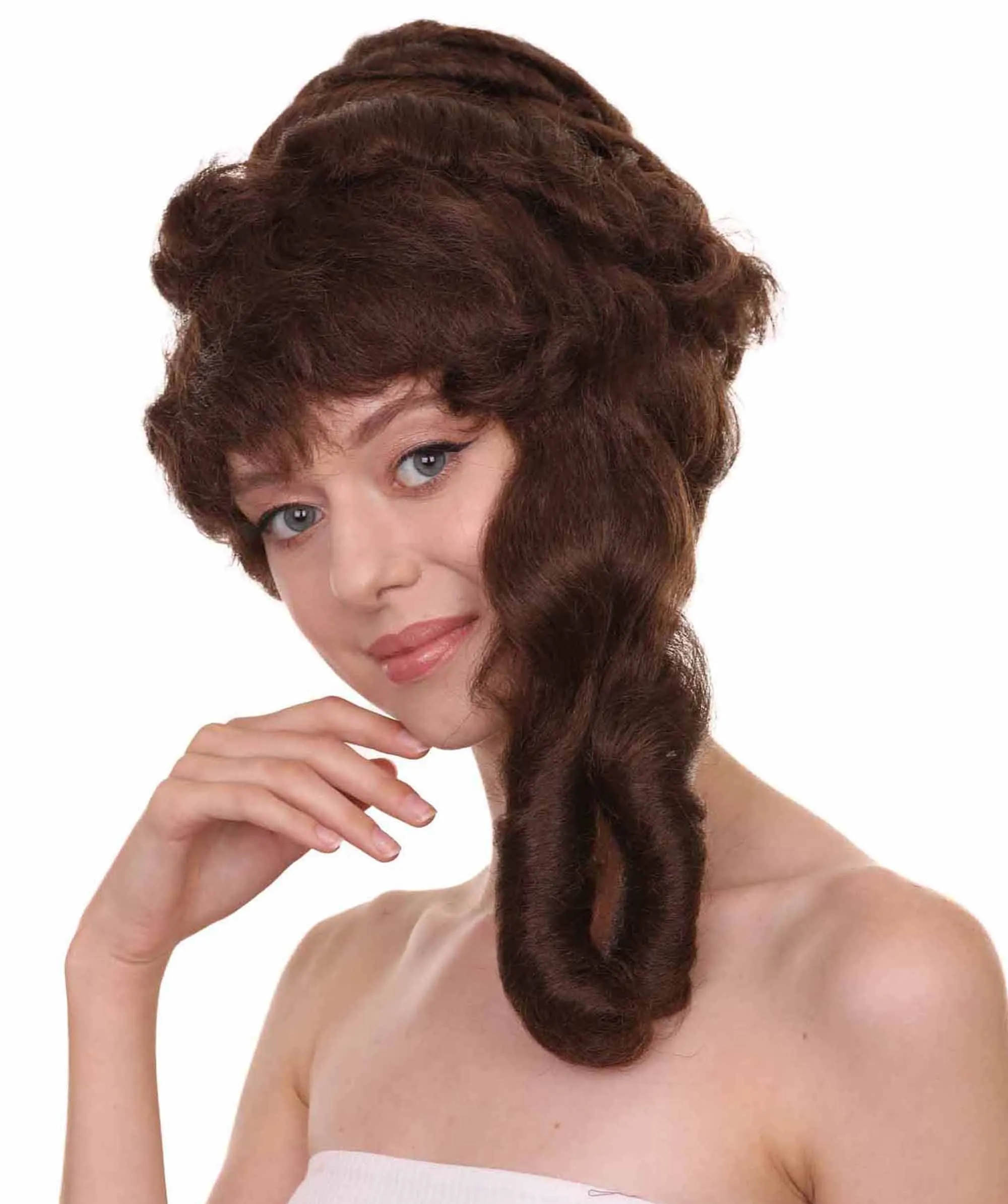 HPO Adult Women's Colonial Lady's 18th Century Curly Wig | Multiple Color Historical Cosplay Wig | Premium Breathable Capless Cap