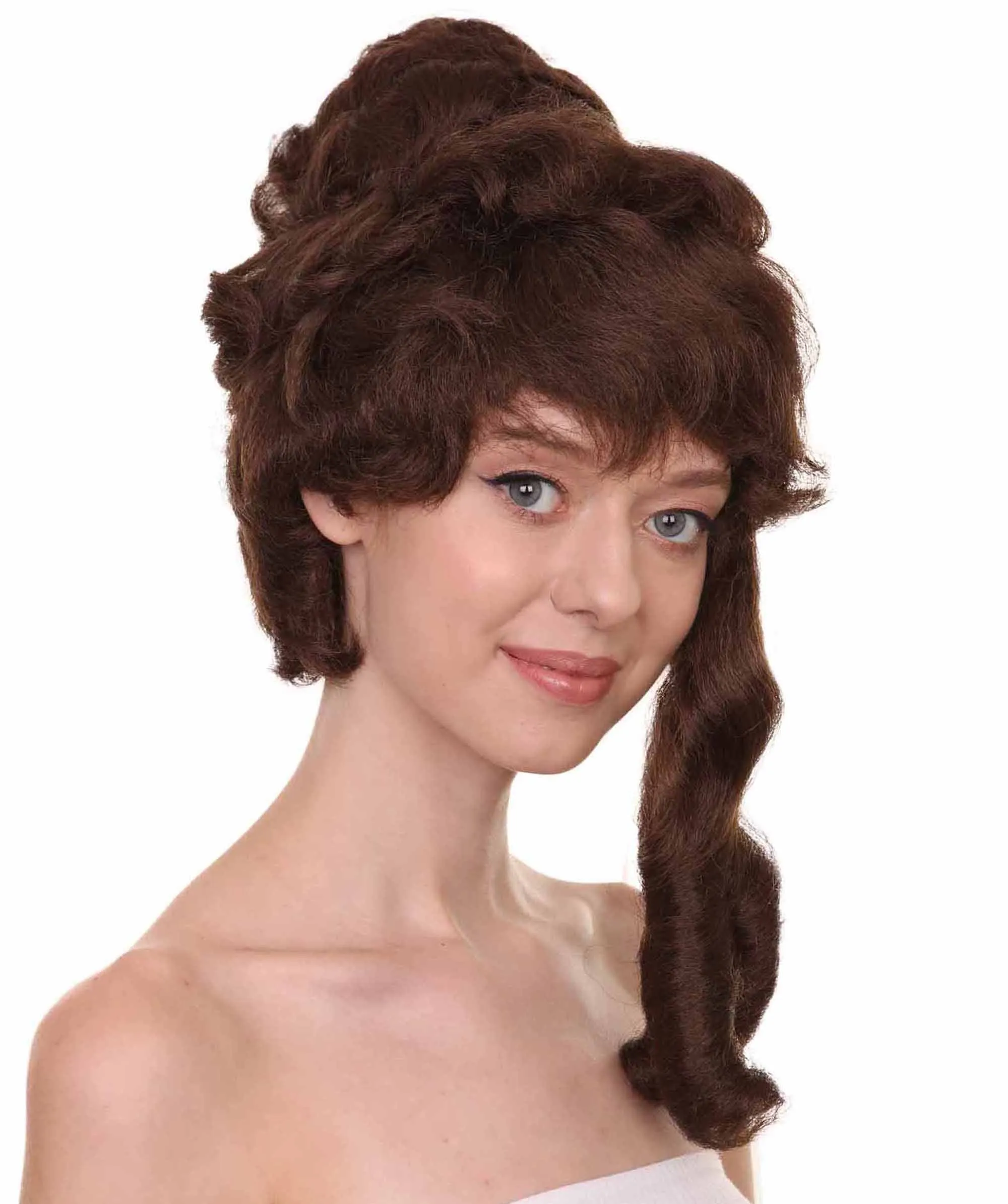 HPO Adult Women's Colonial Lady's 18th Century Curly Wig | Multiple Color Historical Cosplay Wig | Premium Breathable Capless Cap