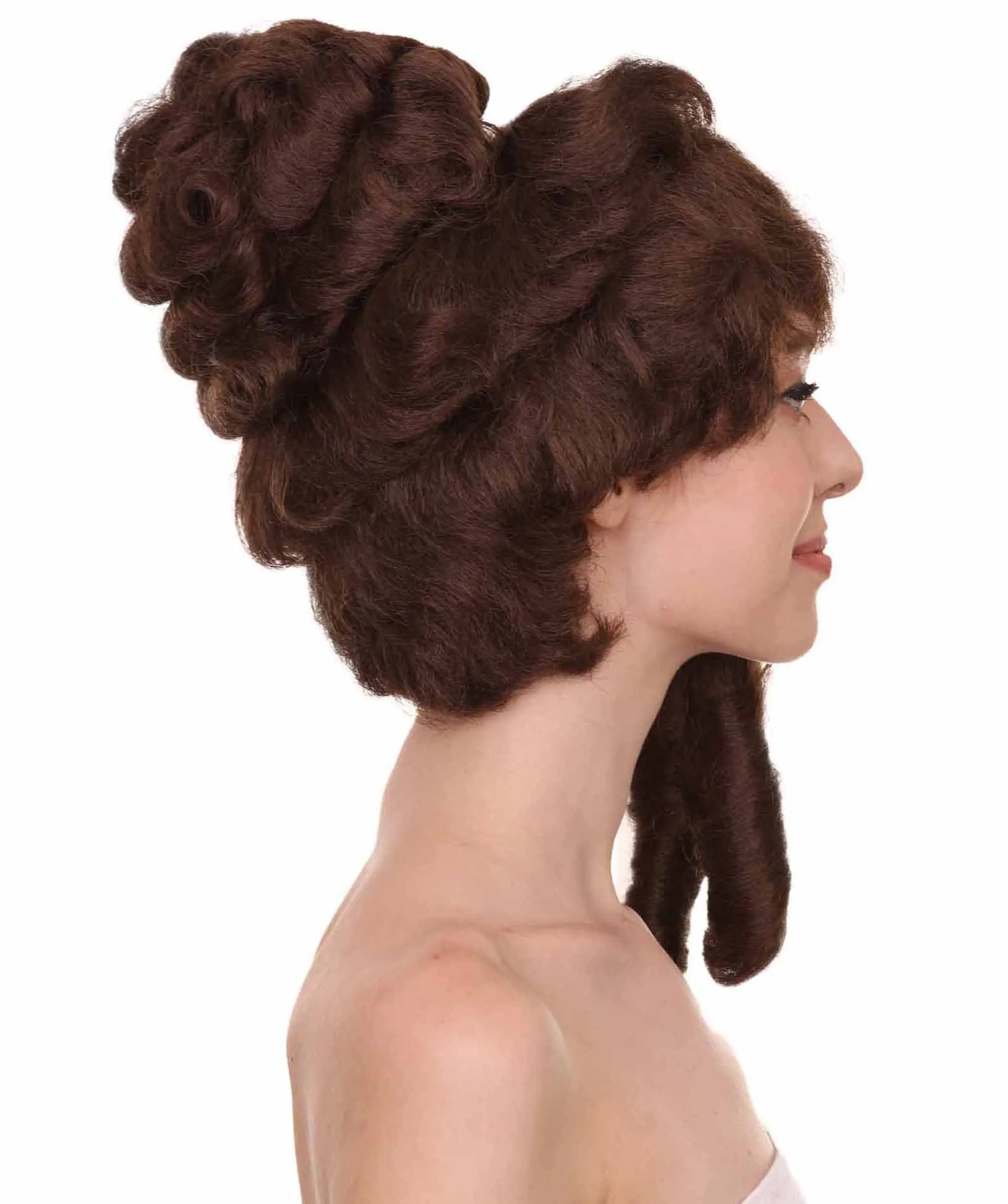 HPO Adult Women's Colonial Lady's 18th Century Curly Wig | Multiple Color Historical Cosplay Wig | Premium Breathable Capless Cap