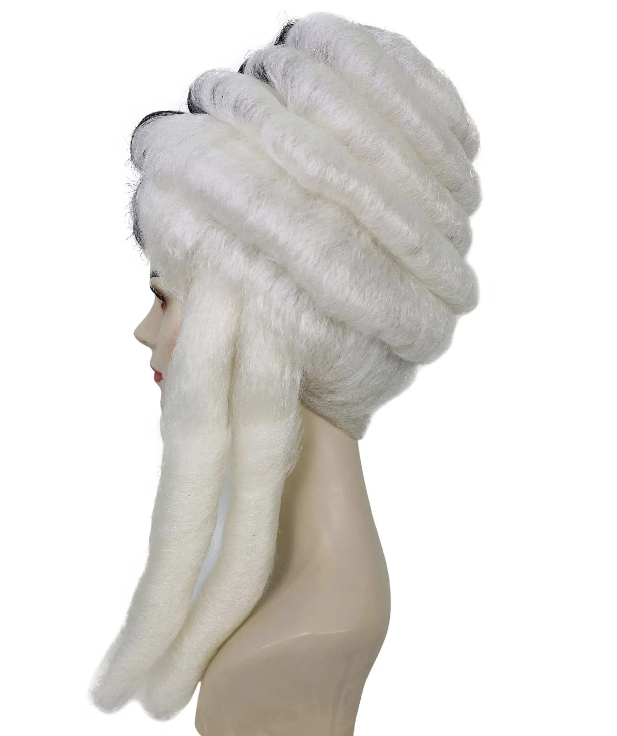 HPO Adult Women's Colonial Lady's 18th Century Curly Wig | Multiple Color Historical Cosplay Wig | Premium Breathable Capless Cap