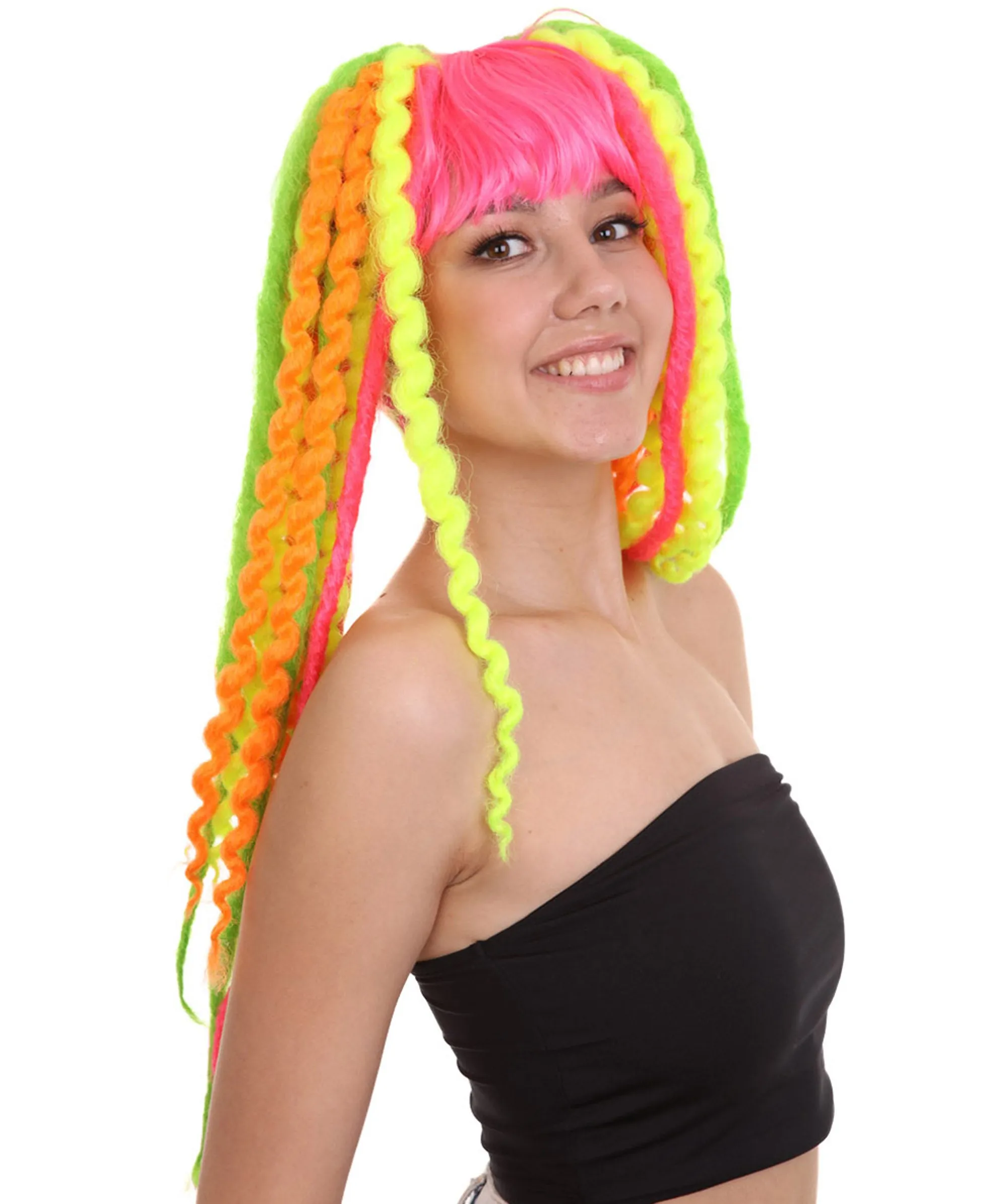 HPO Adult Women's Crazy Clown Dolly Wig, Perfect for Halloween, Flame-retardant Synthetic Fiber